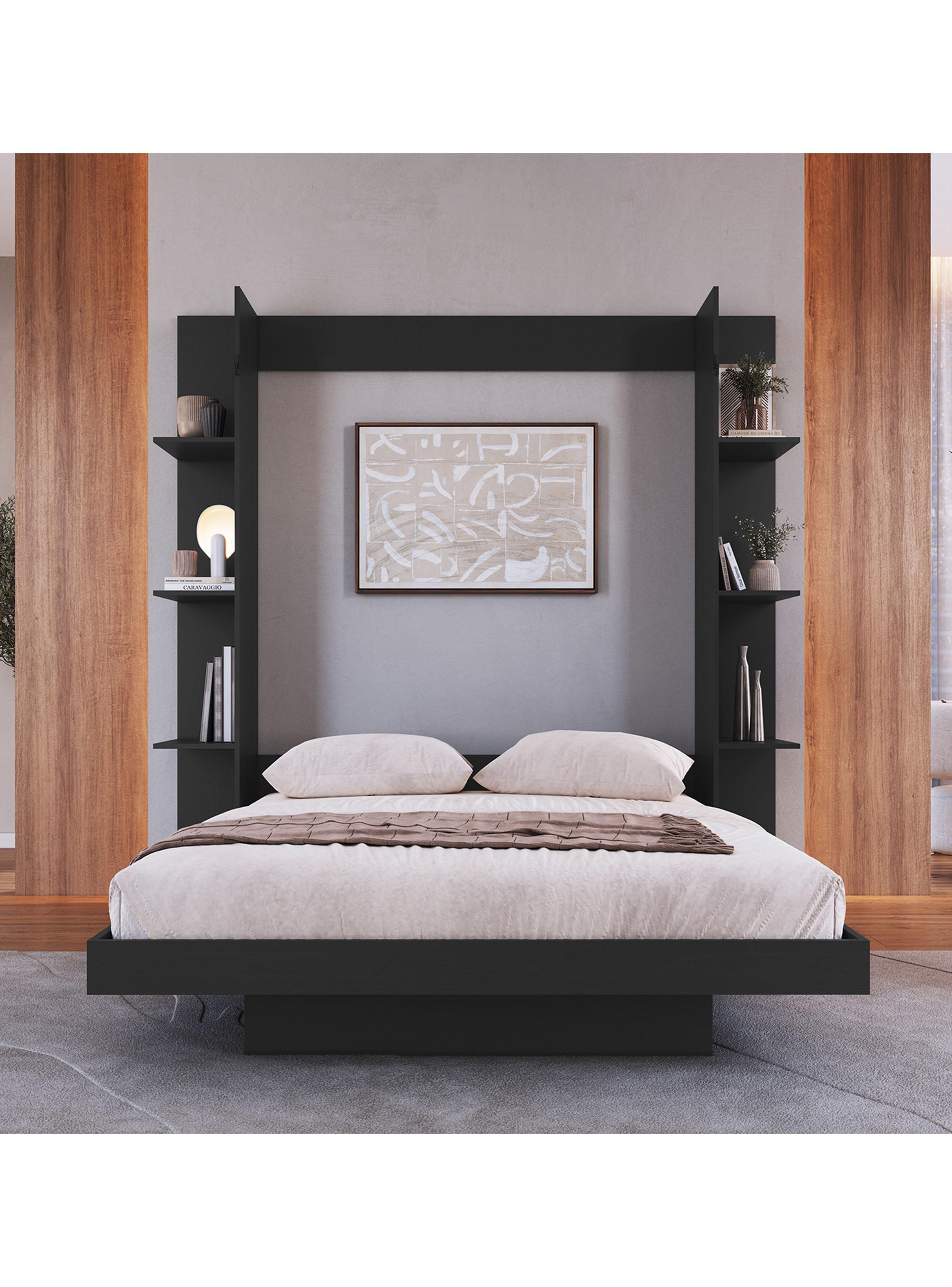 Cama Plegable Vertical con Estante 2 Plazas Vancouver-4