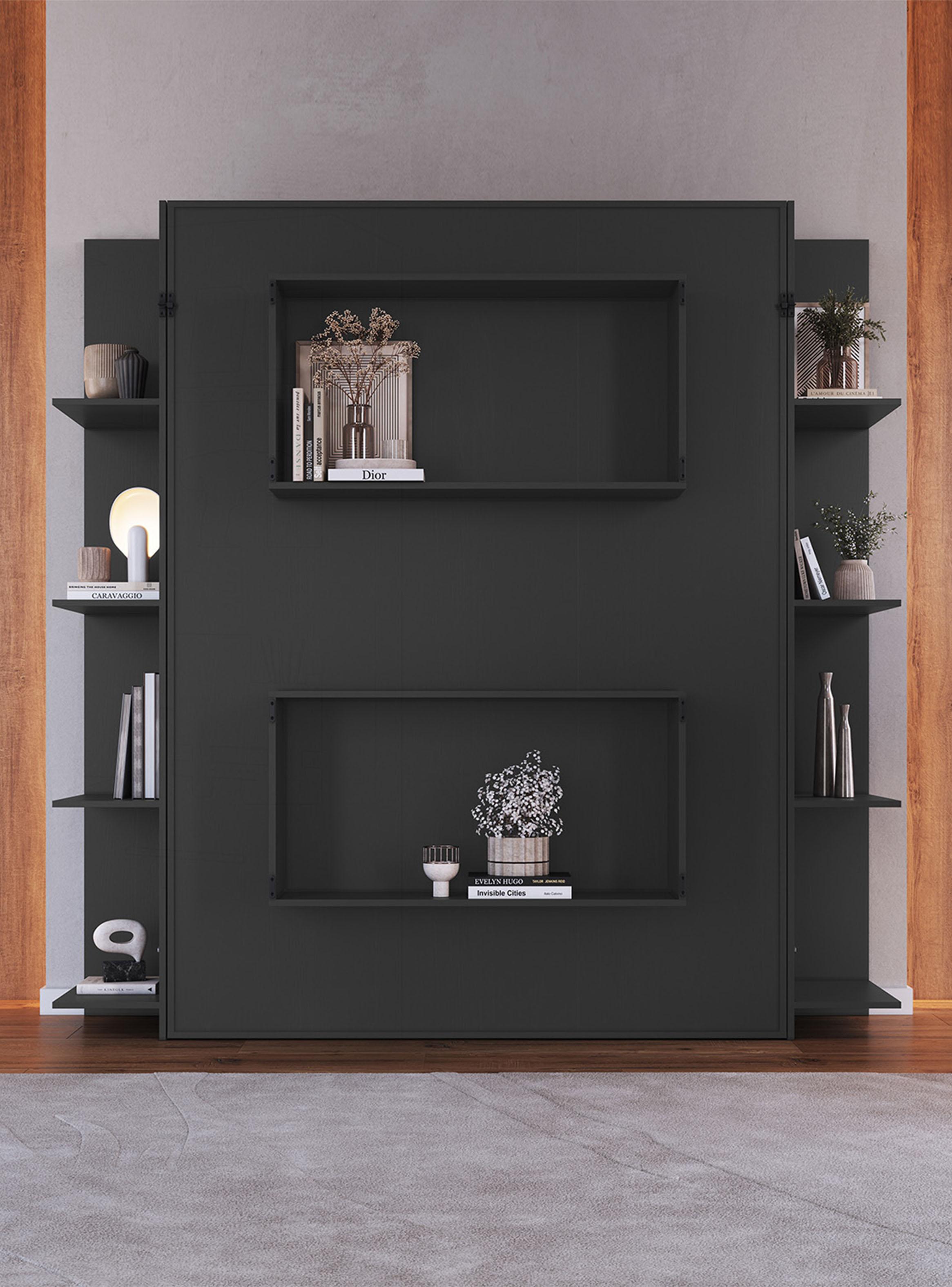 Cama Plegable Vertical con Estante 2 Plazas Vancouver-3