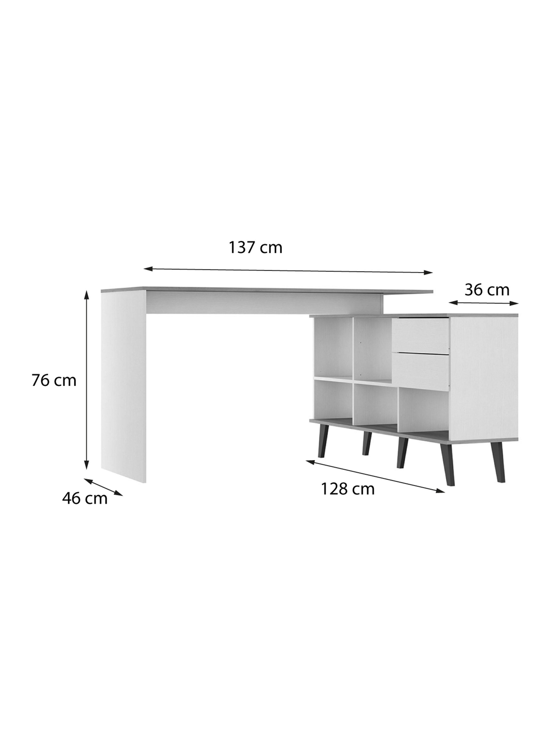 Escritorio Esquinero 2 Cajones Hoga Gold Blanco Avellana-1