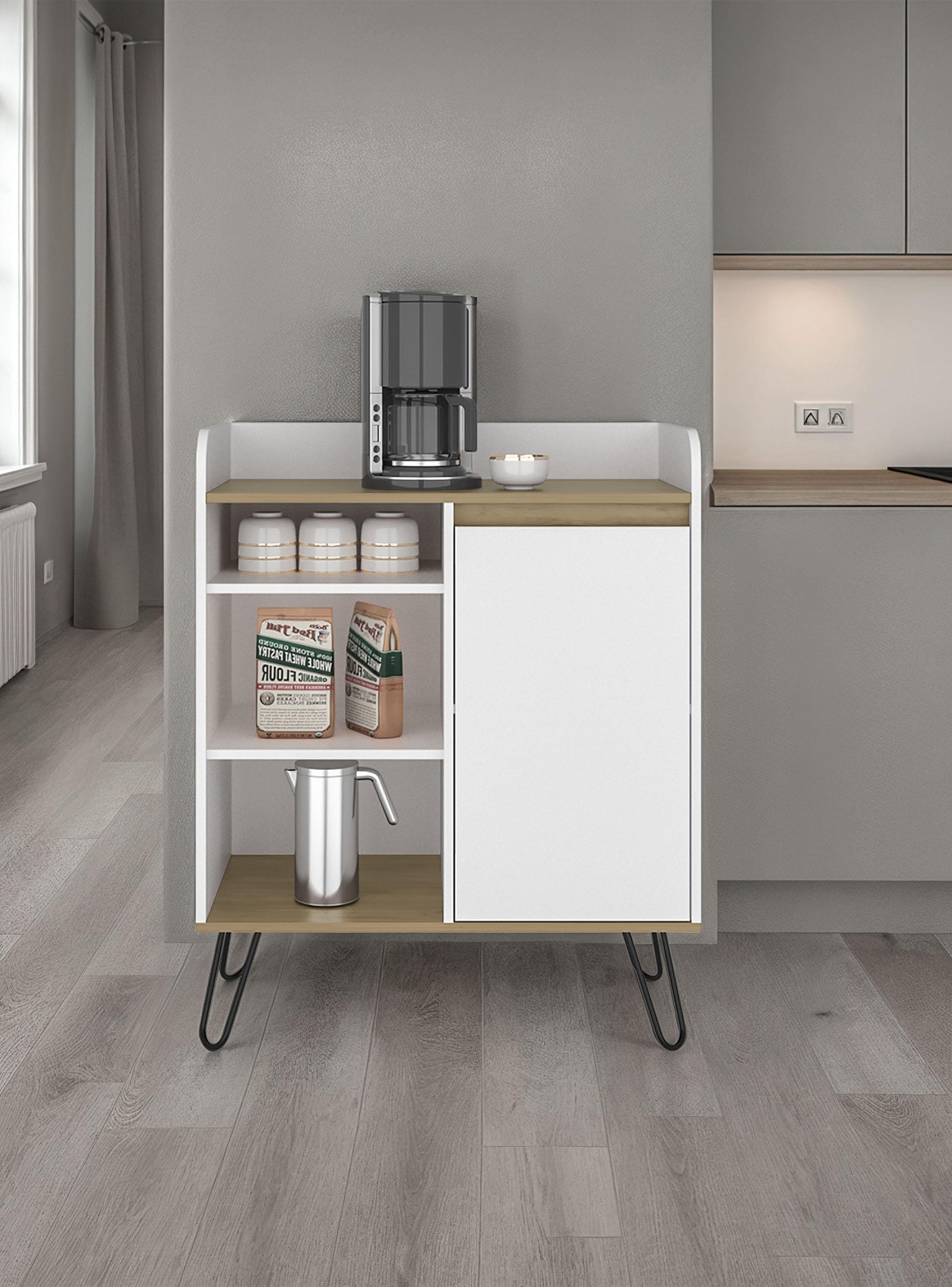 Estación de Café 1 Puerta Espresso Blanco y Fresno-4