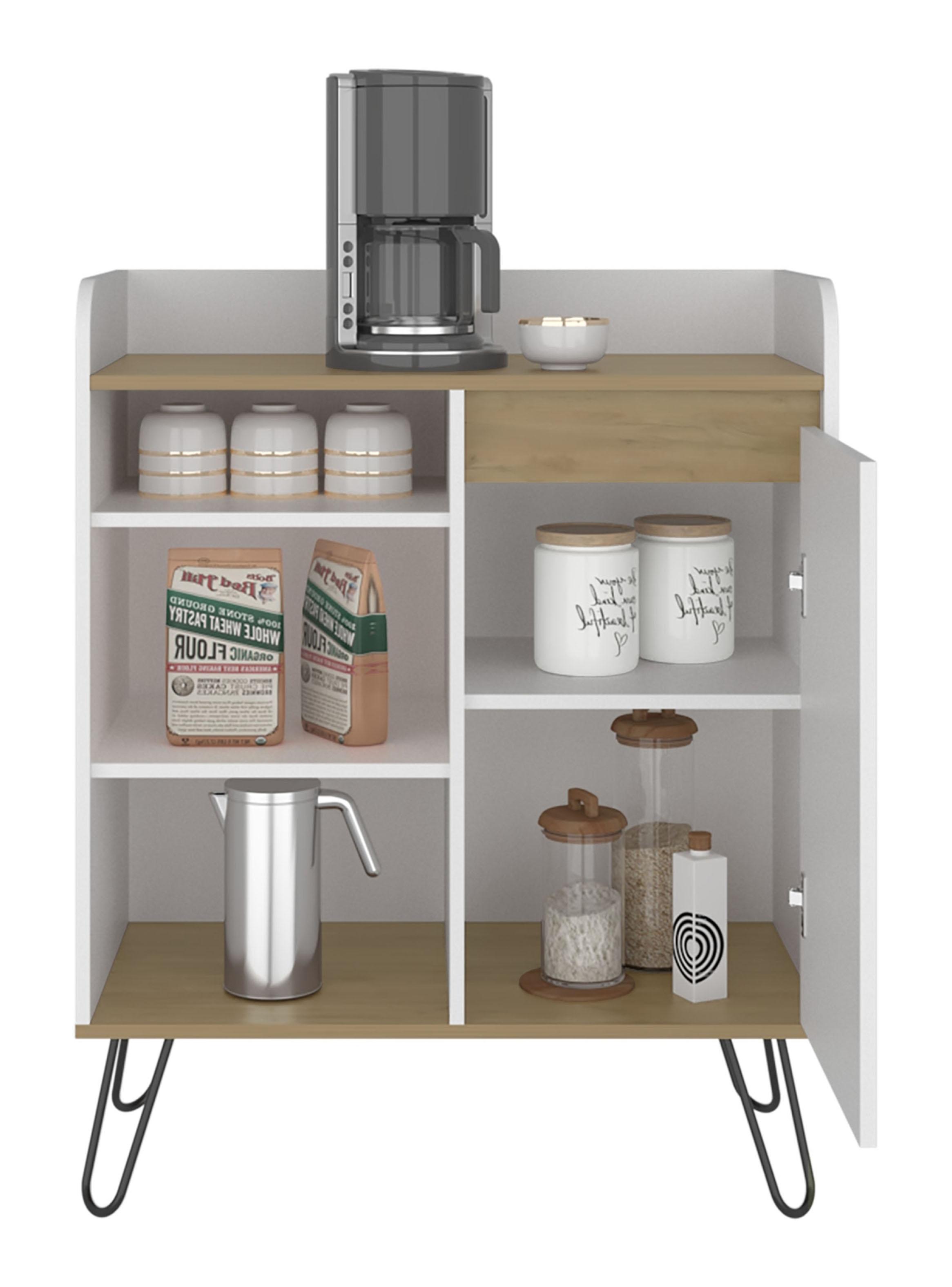 Estación de Café 1 Puerta Espresso Blanco y Fresno-2