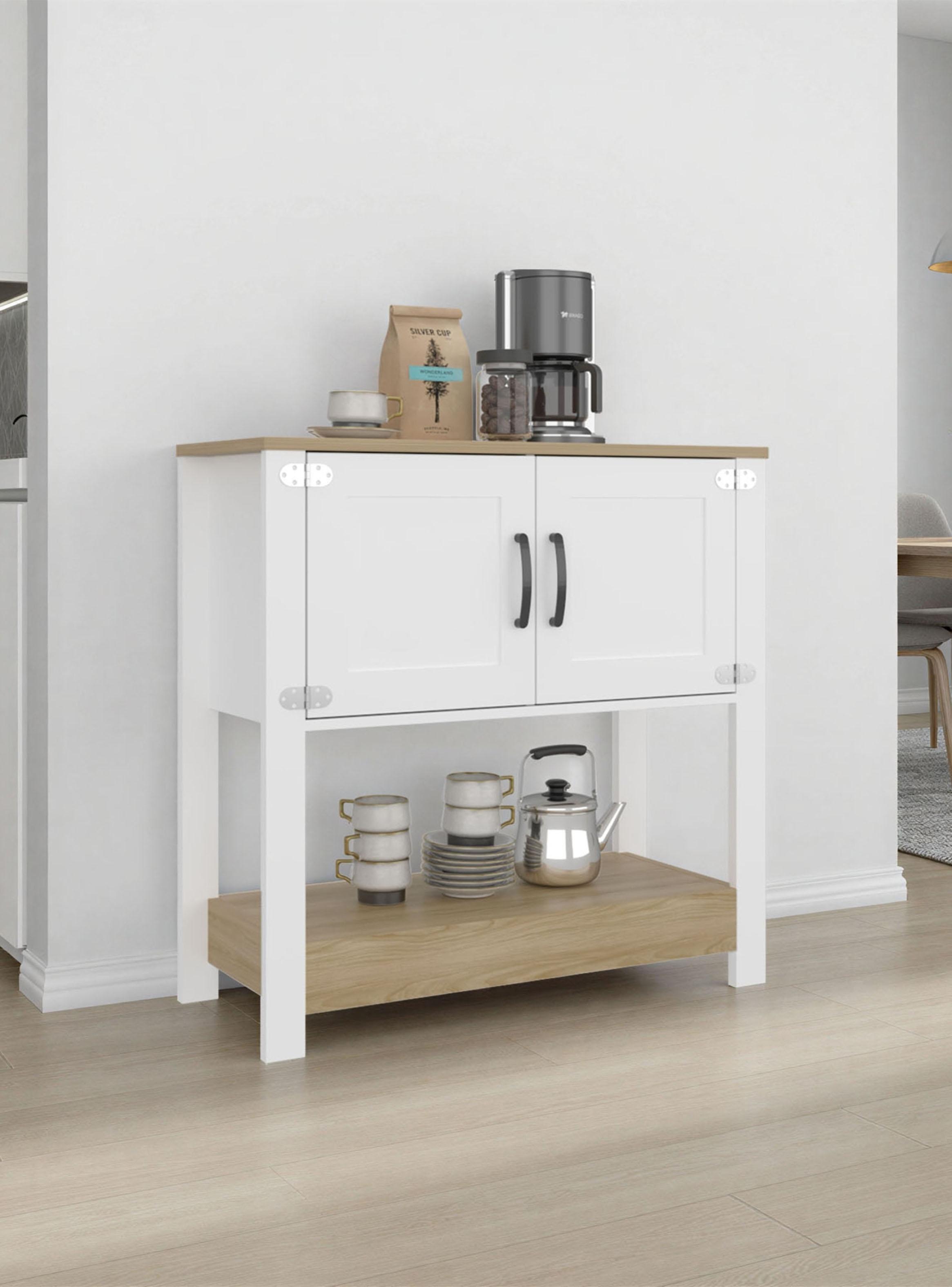 Estación de Café 2 Puertas Latte Blanco y Fresno-4