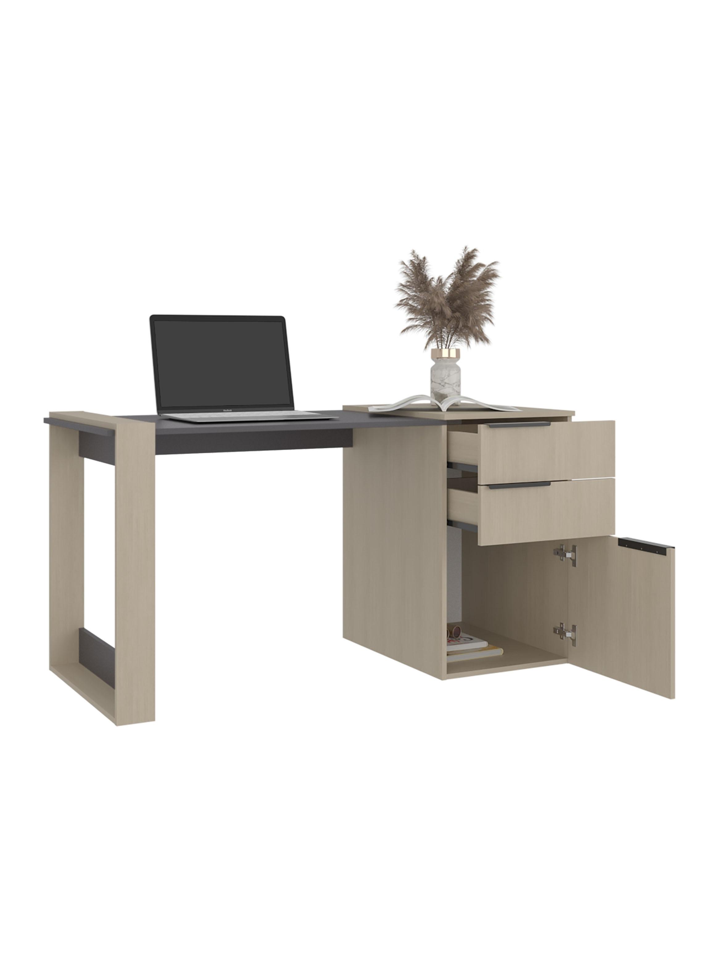 Escritorio Recto 2 Cajones 1 Puerta Office Cartagena y Plomo-3