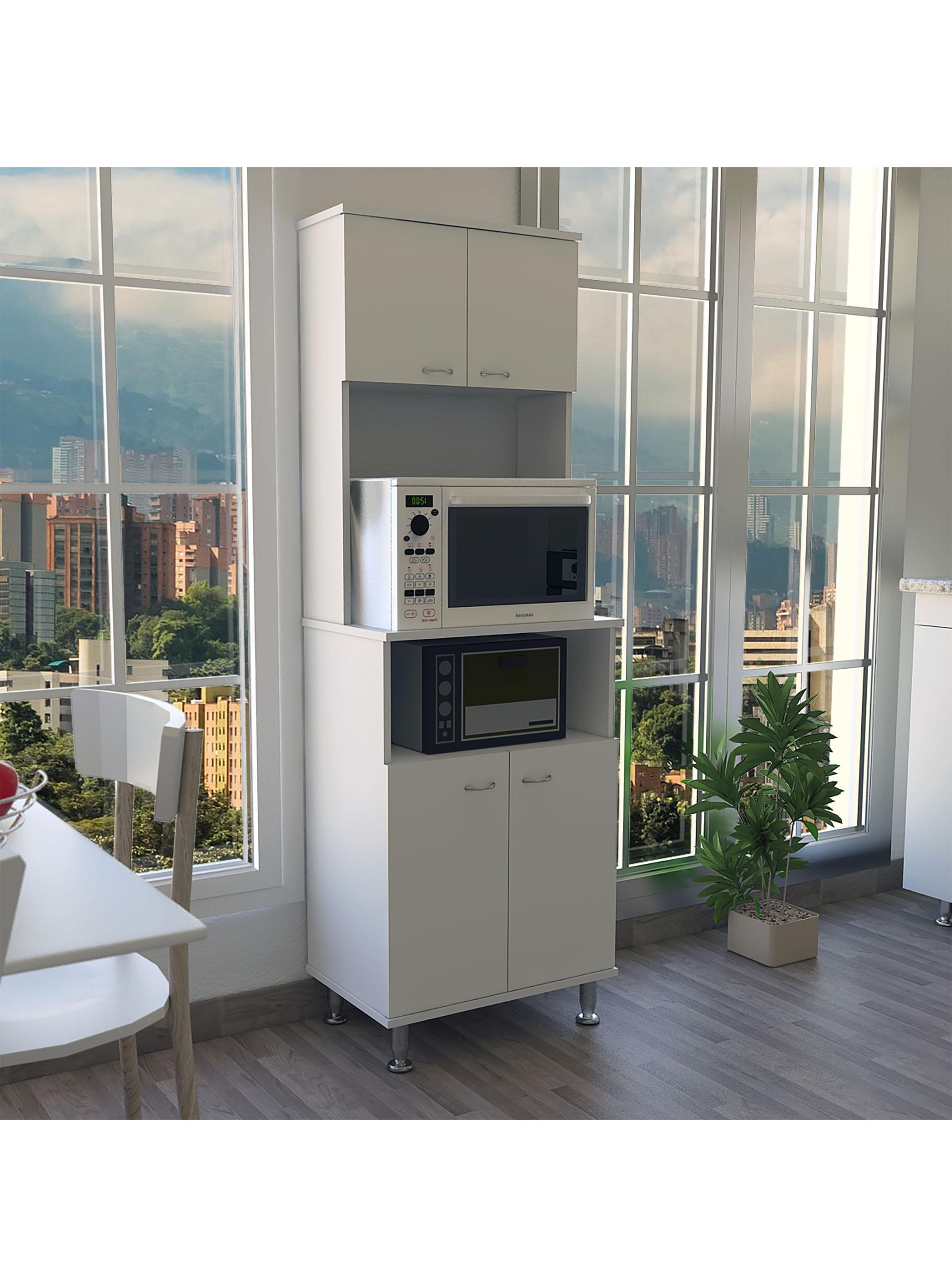 Mueble para Microondas 4 Puertas Kitchen-54 Blanco-4