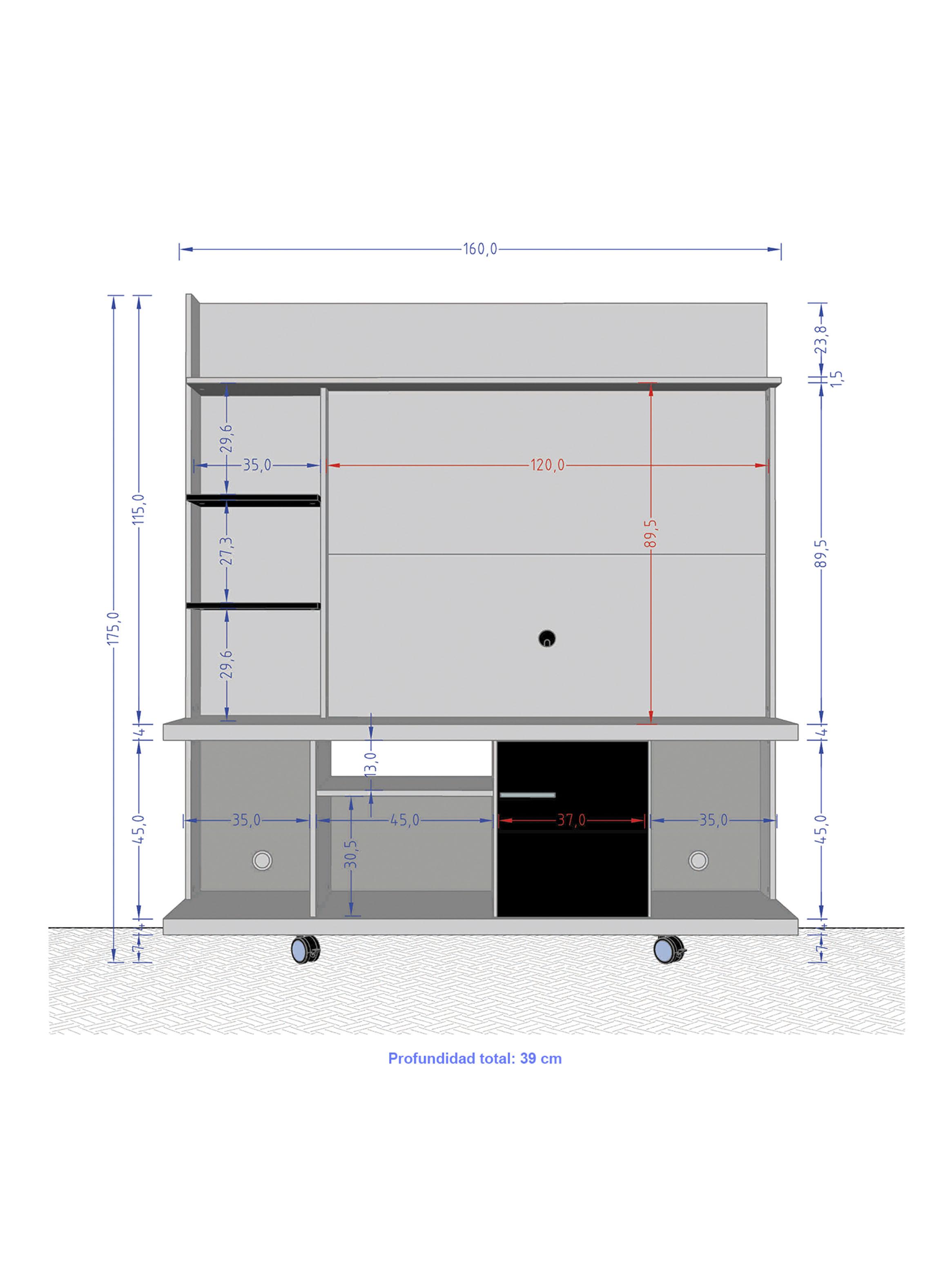 Centro de Entretenimiento Rack TV 47'' Taurus-1