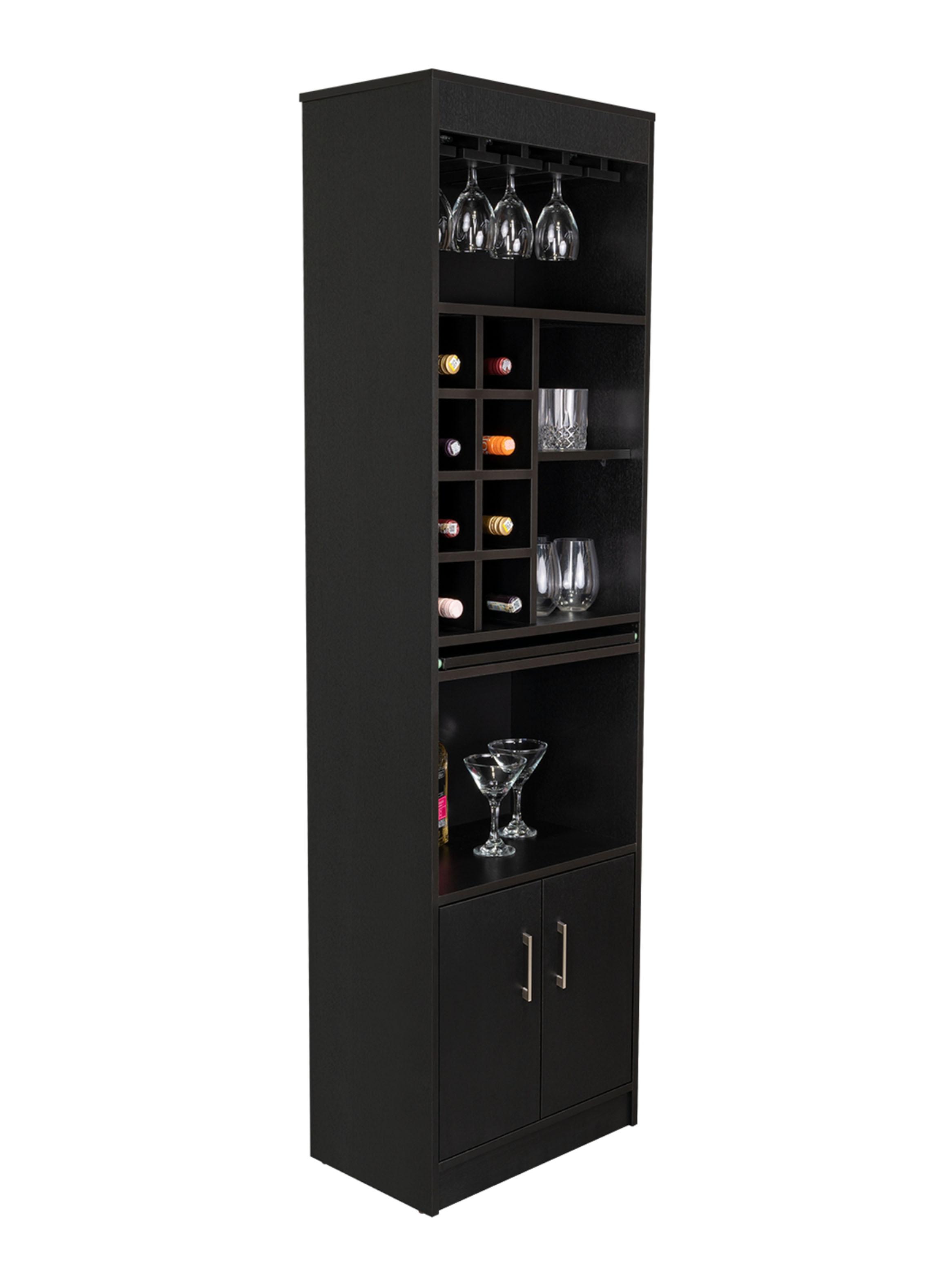 Bar Alto 2 Puertas Portacopas y Botelleros Syrah Wengue-2