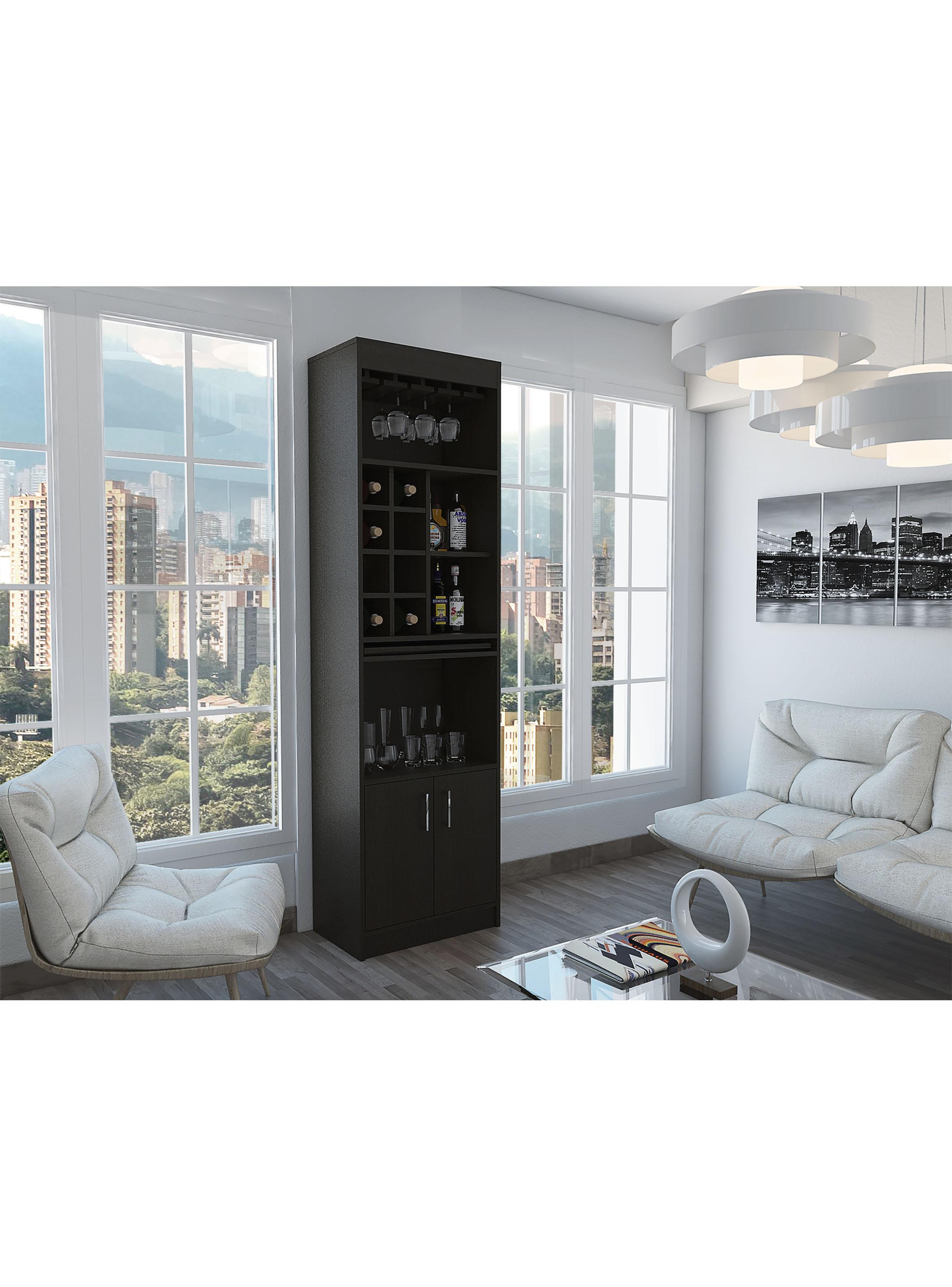 Bar Alto 2 Puertas Portacopas y Botelleros Syrah Wengue-4