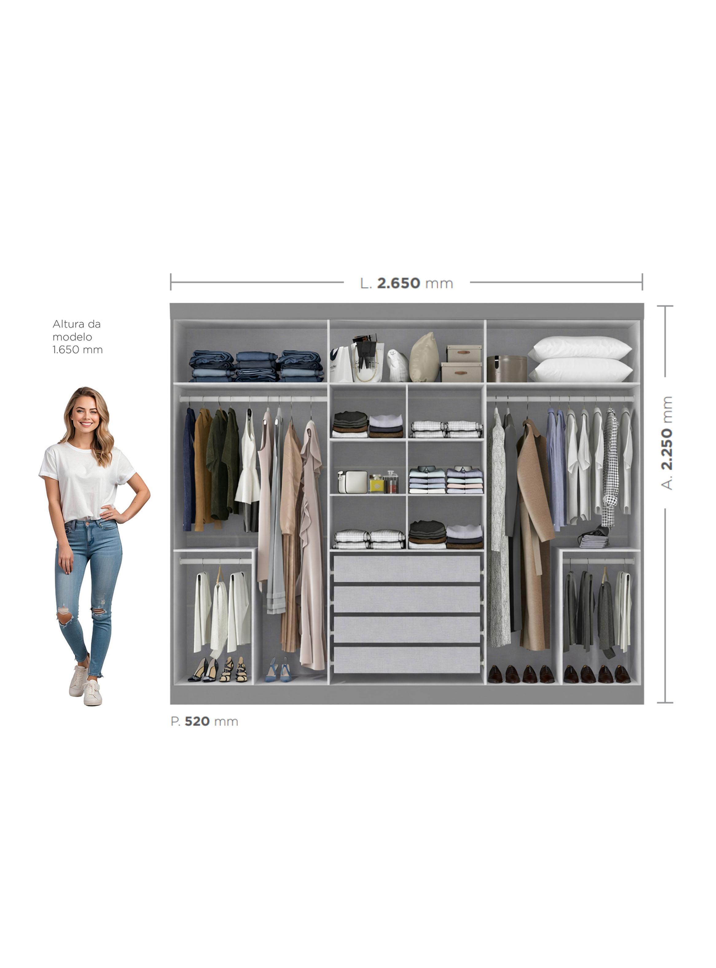 Clóset Titanium 6 Puertas 4 Cajones Gris-1