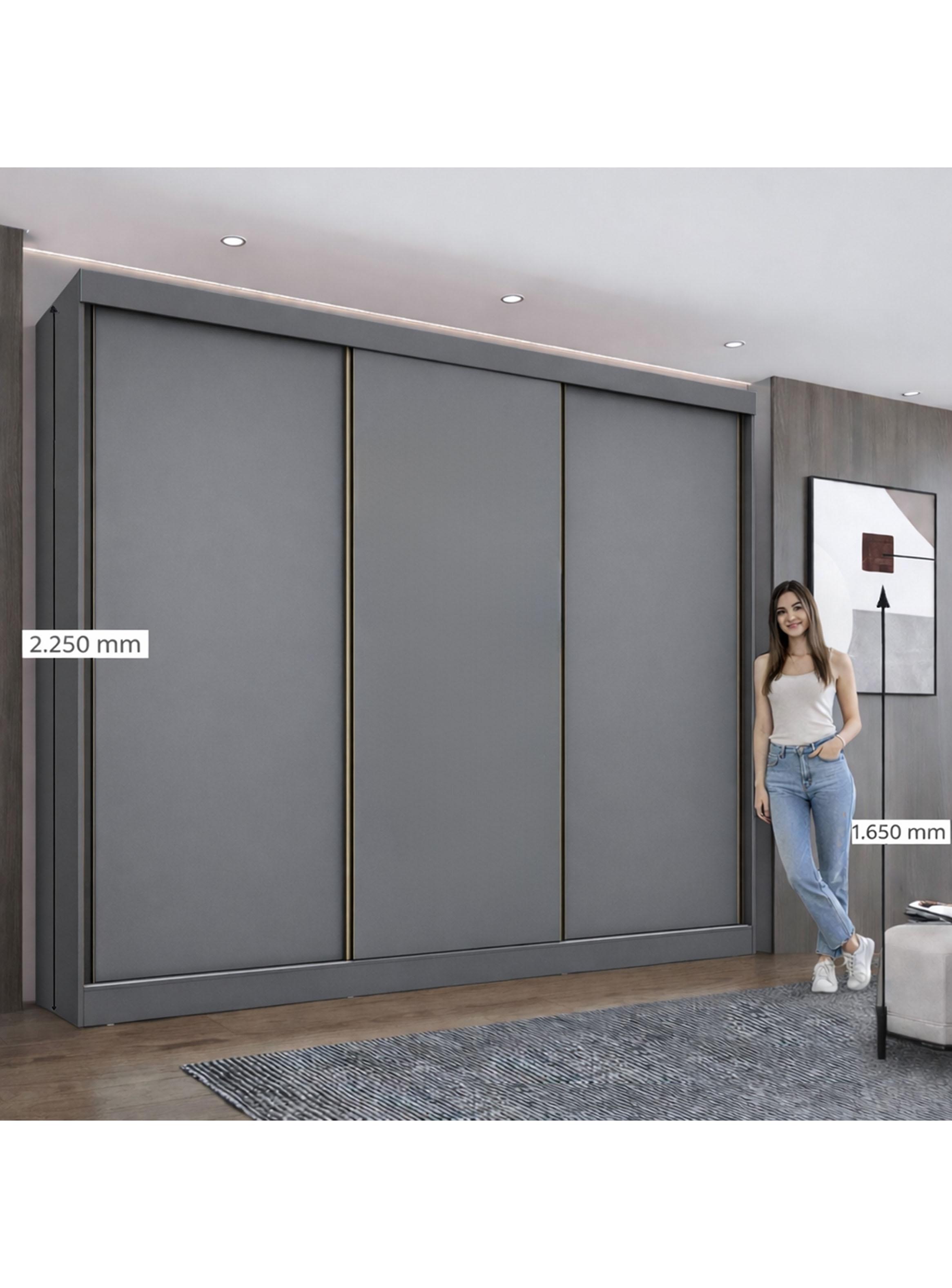 Clóset Ambar 3 Puertas 8 Cajones Gris-3