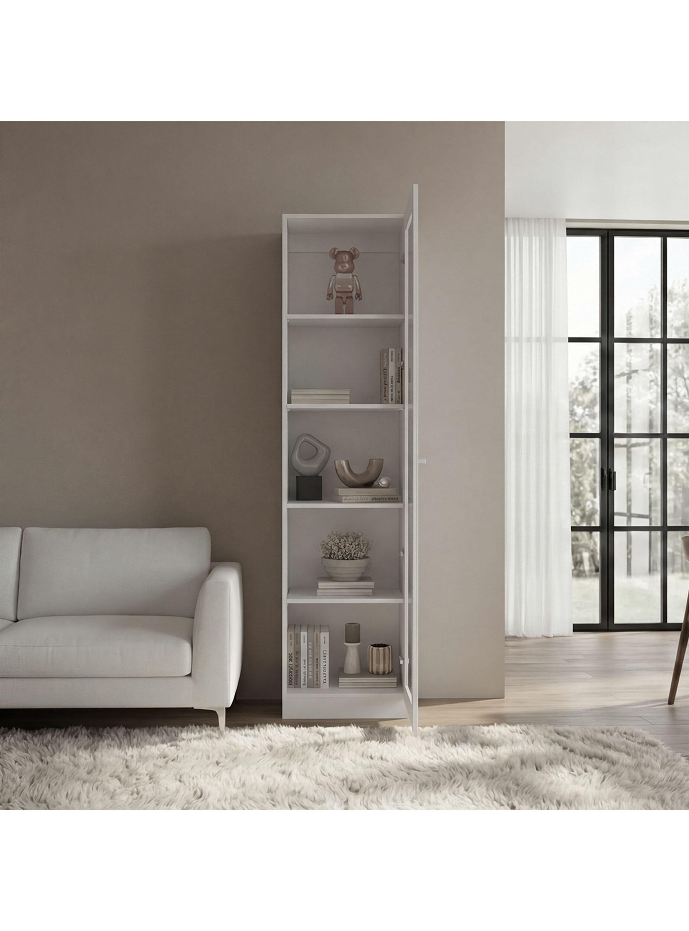Vitrina 1 Puerta Home-E6 Blanco 180.6x45x31.3 cm-4