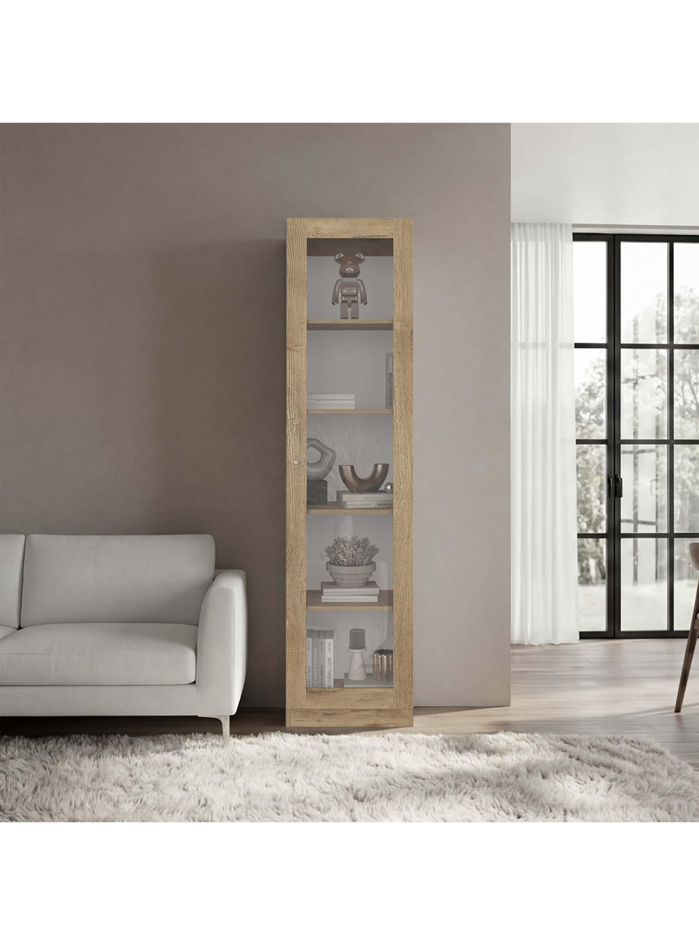 Vitrina 1 Puerta Home-E6 Macadamia y Blanco-4