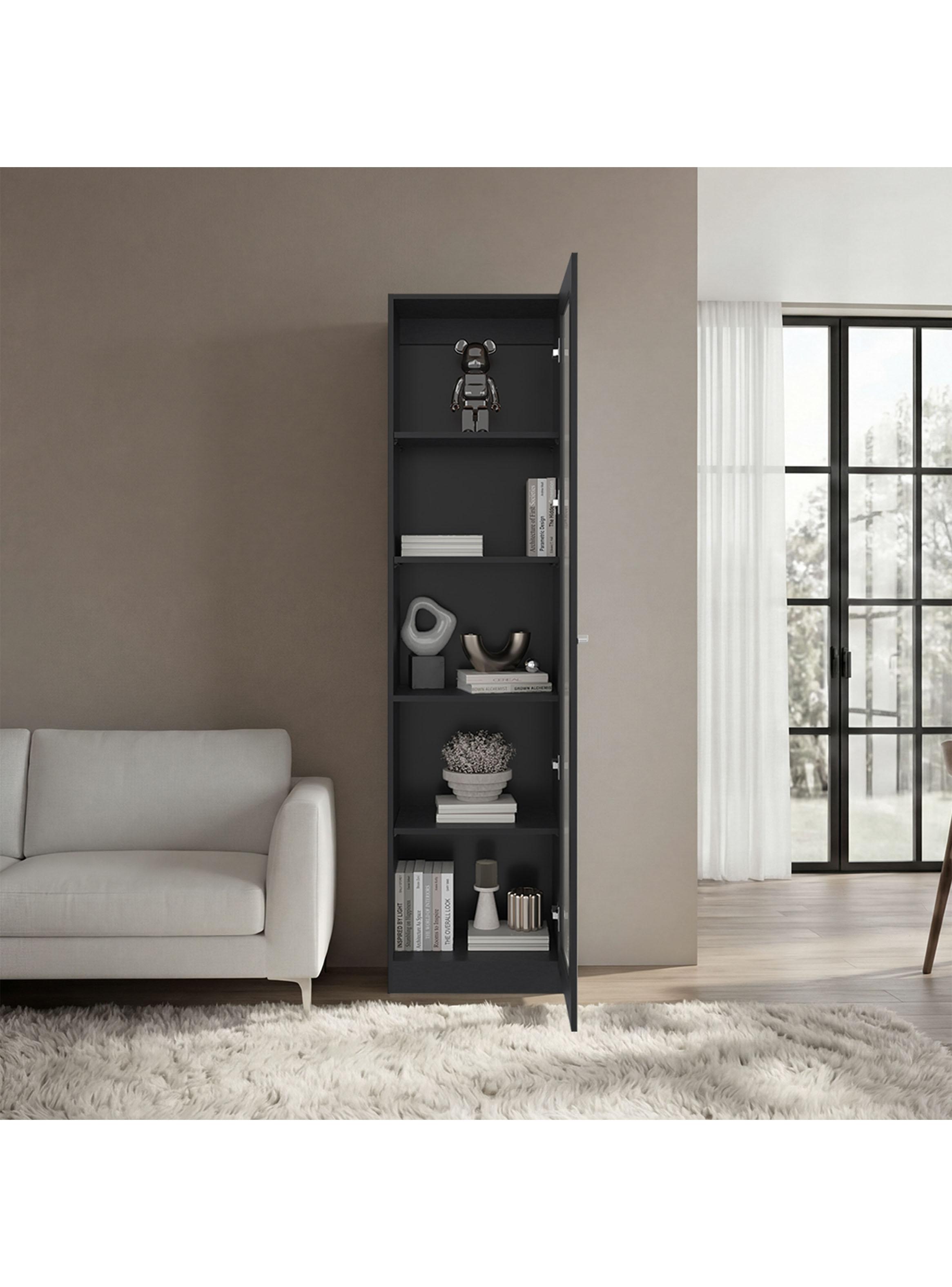 Vitrina 1 Puerta Home-E6 Wengue 180.6x45x31.3 cm-4