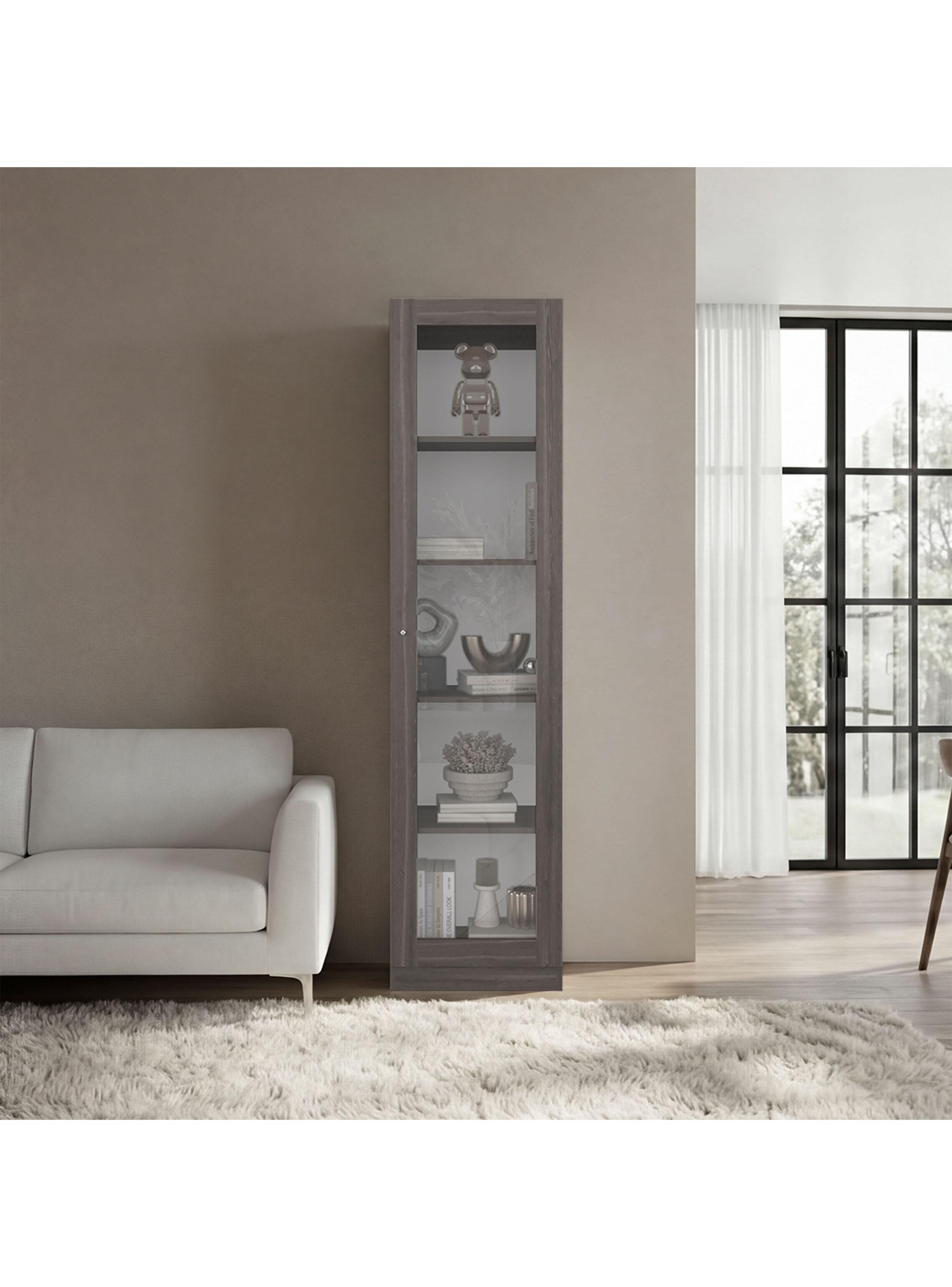 Vitrina 1 Puerta Home-E6 Milan y Blanco 180.6x45x31.3 cm-4