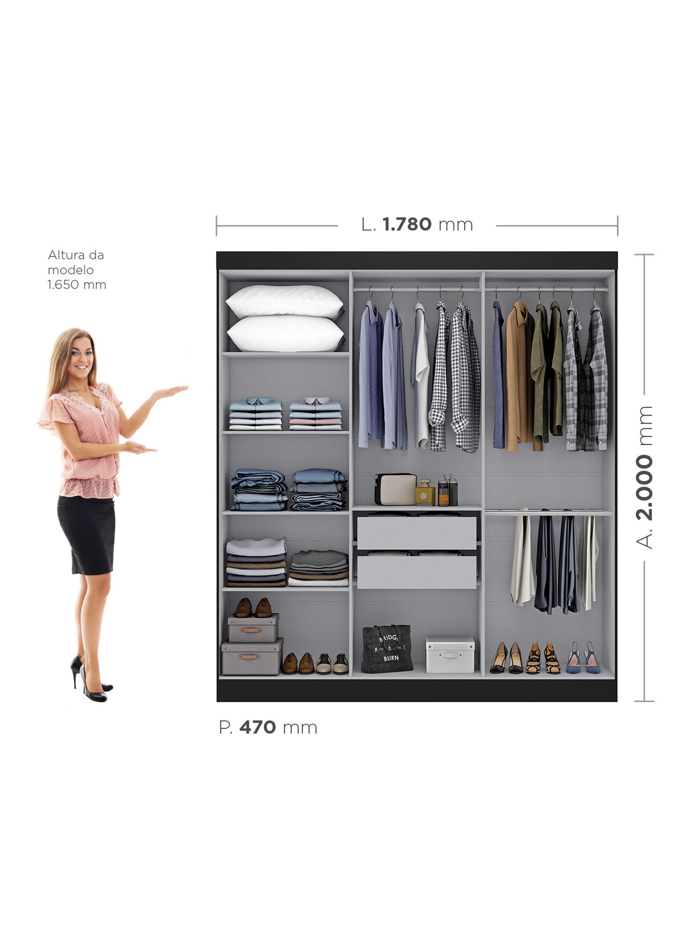 Clóset Paris 6 Puertas 2 Cajones Negro-1