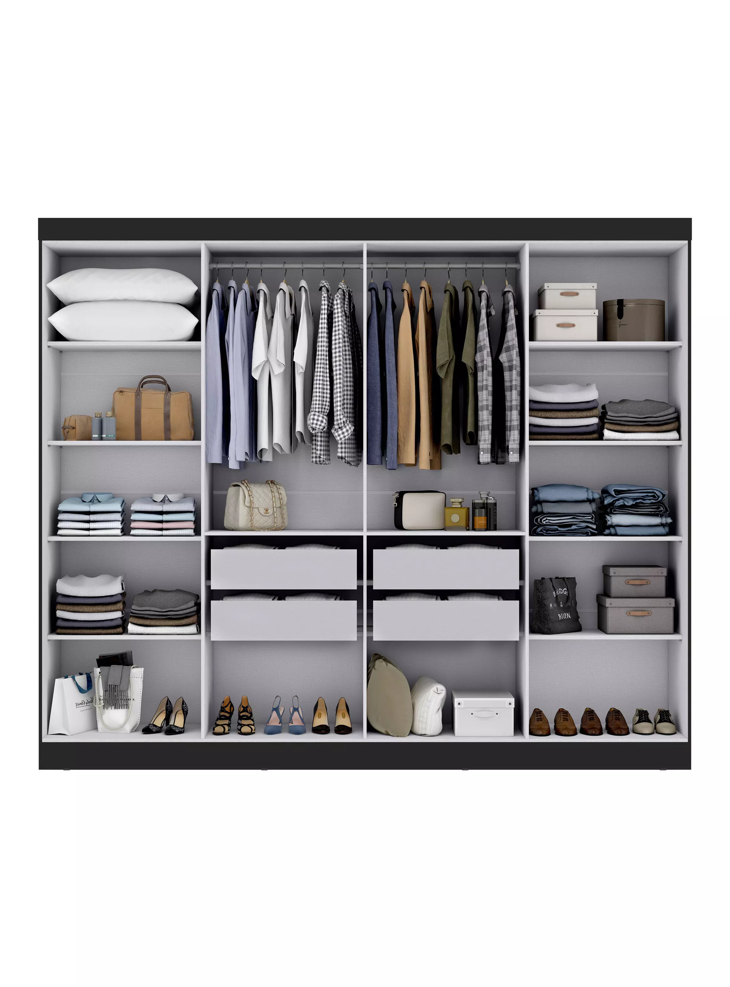 Clóset Paris 8 Puertas 4 Cajones Negro-2