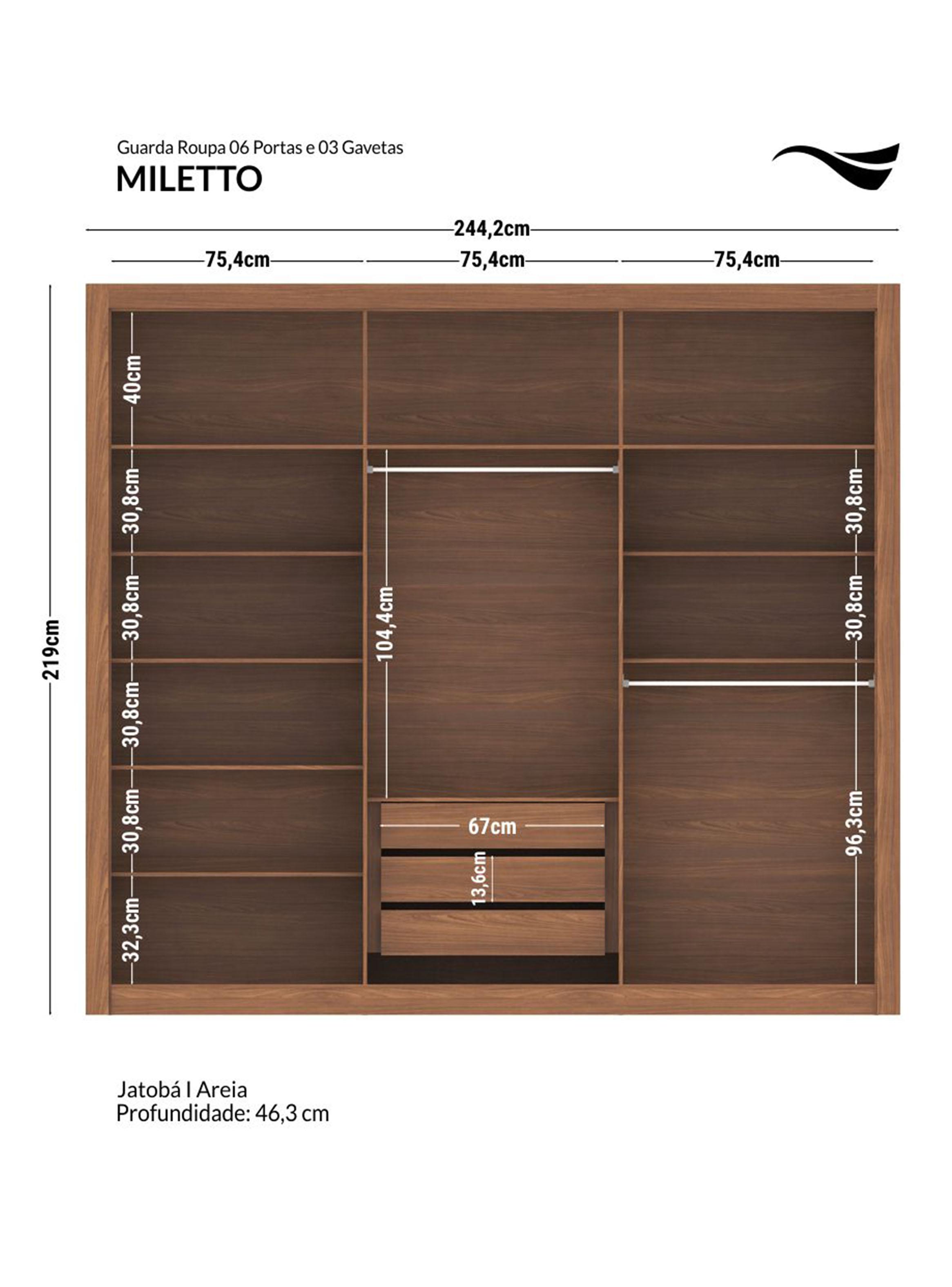 Clóset 6 Puertas 3 Cajones Arena Miletto-1