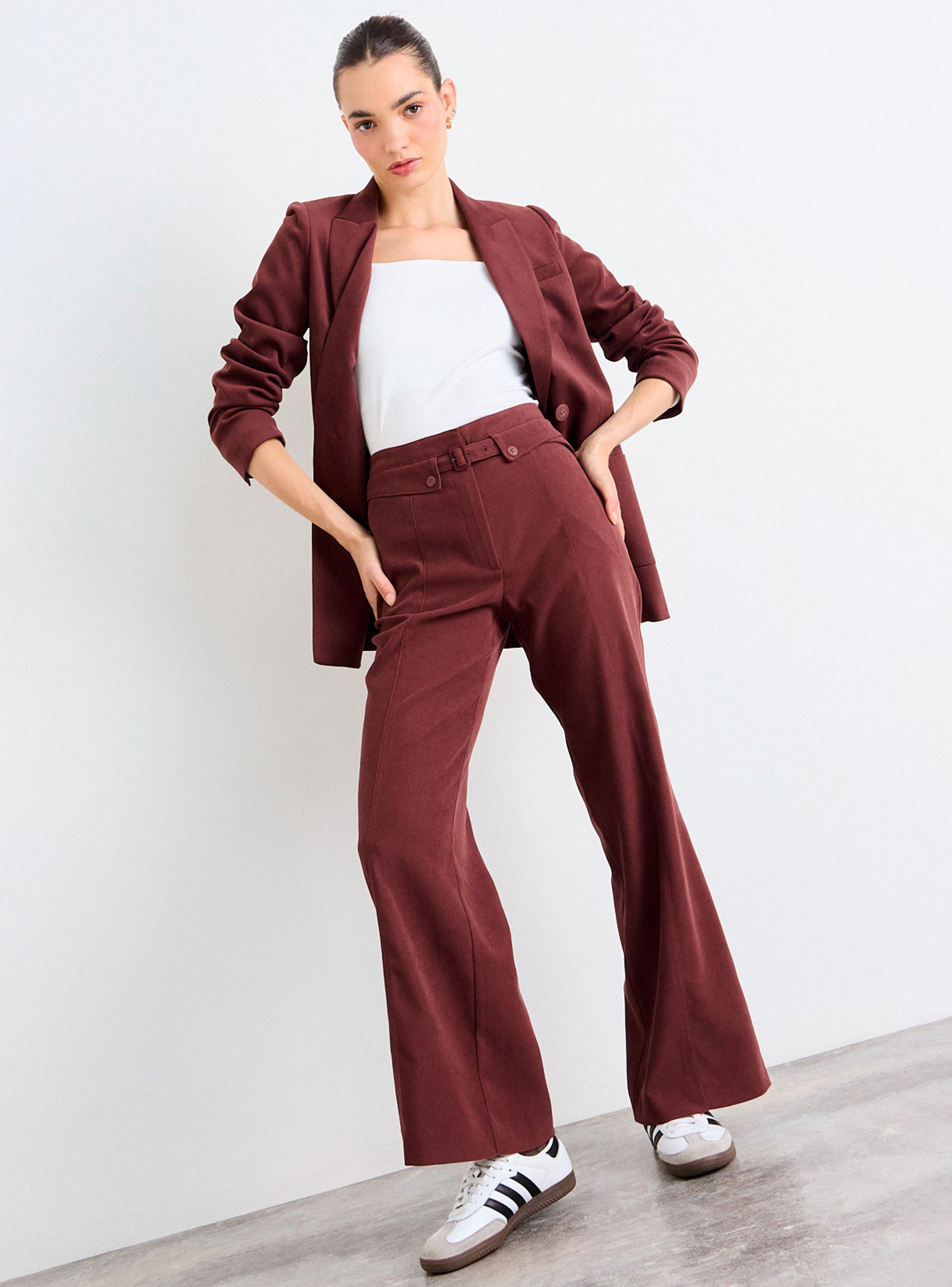 Pantalón Liso Wide Leg Medio con Cierre-4