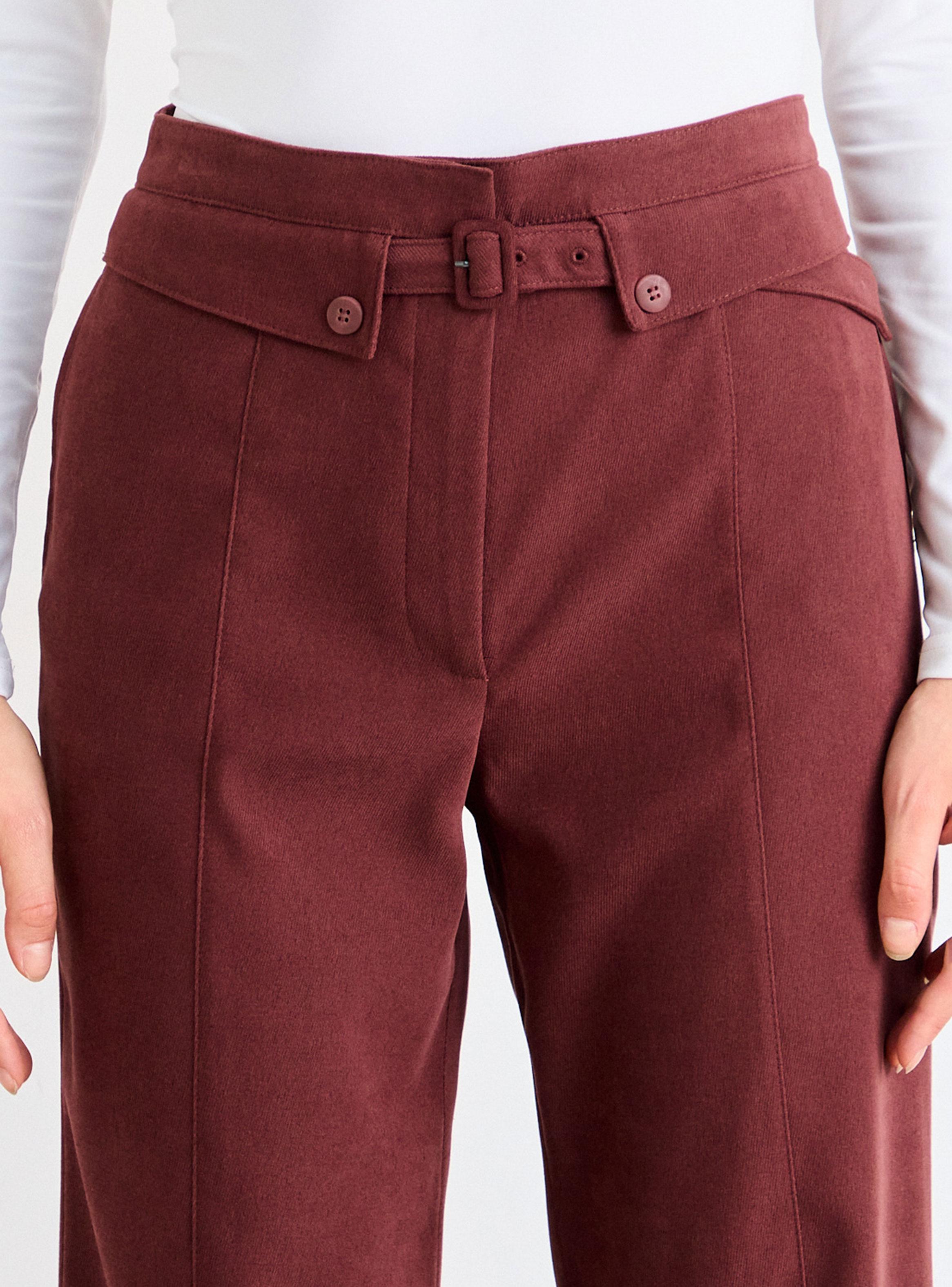 Pantalón Liso Wide Leg Medio con Cierre-3