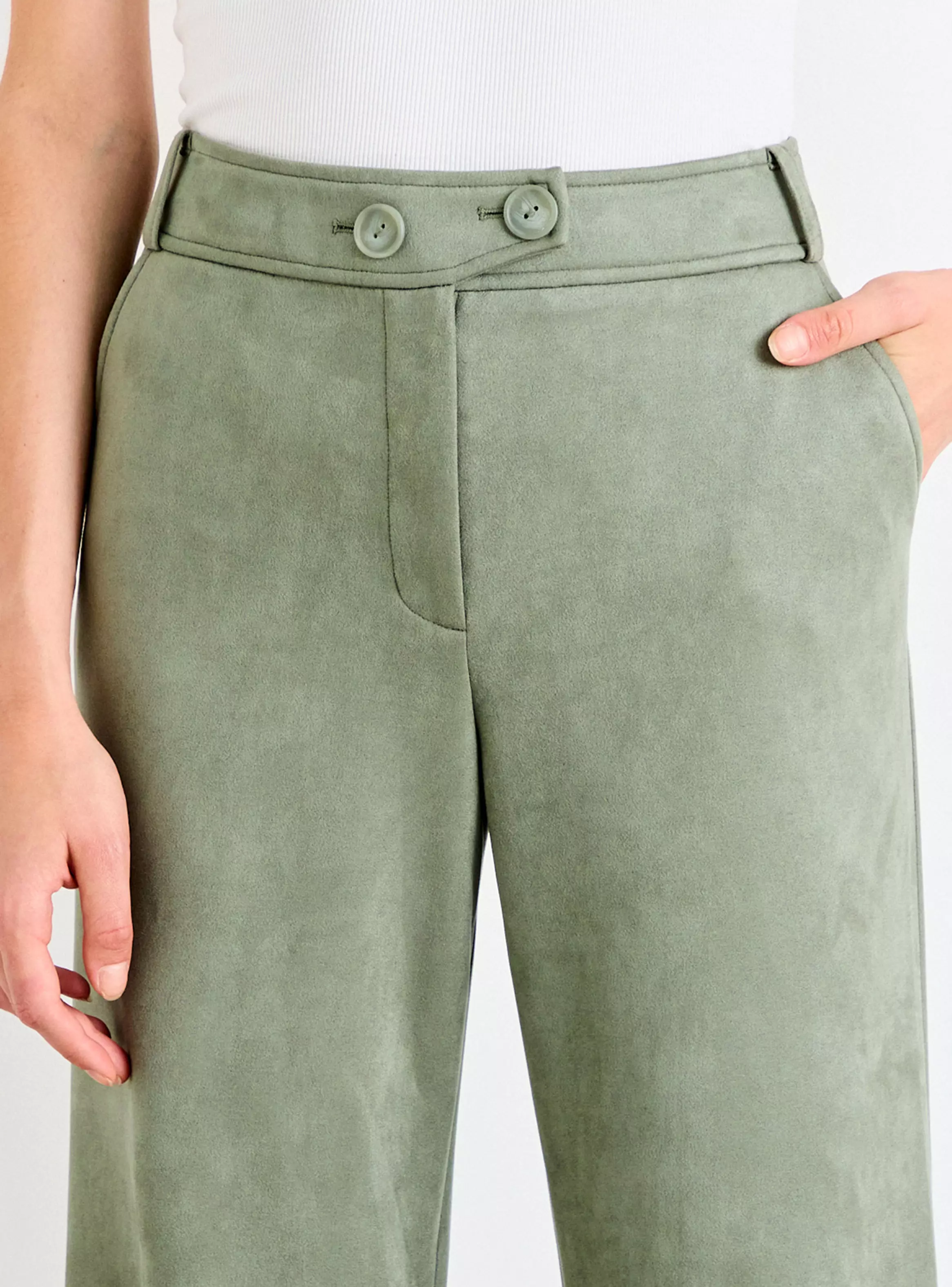 Pantalón Liso Wide Leg con Cierre-3