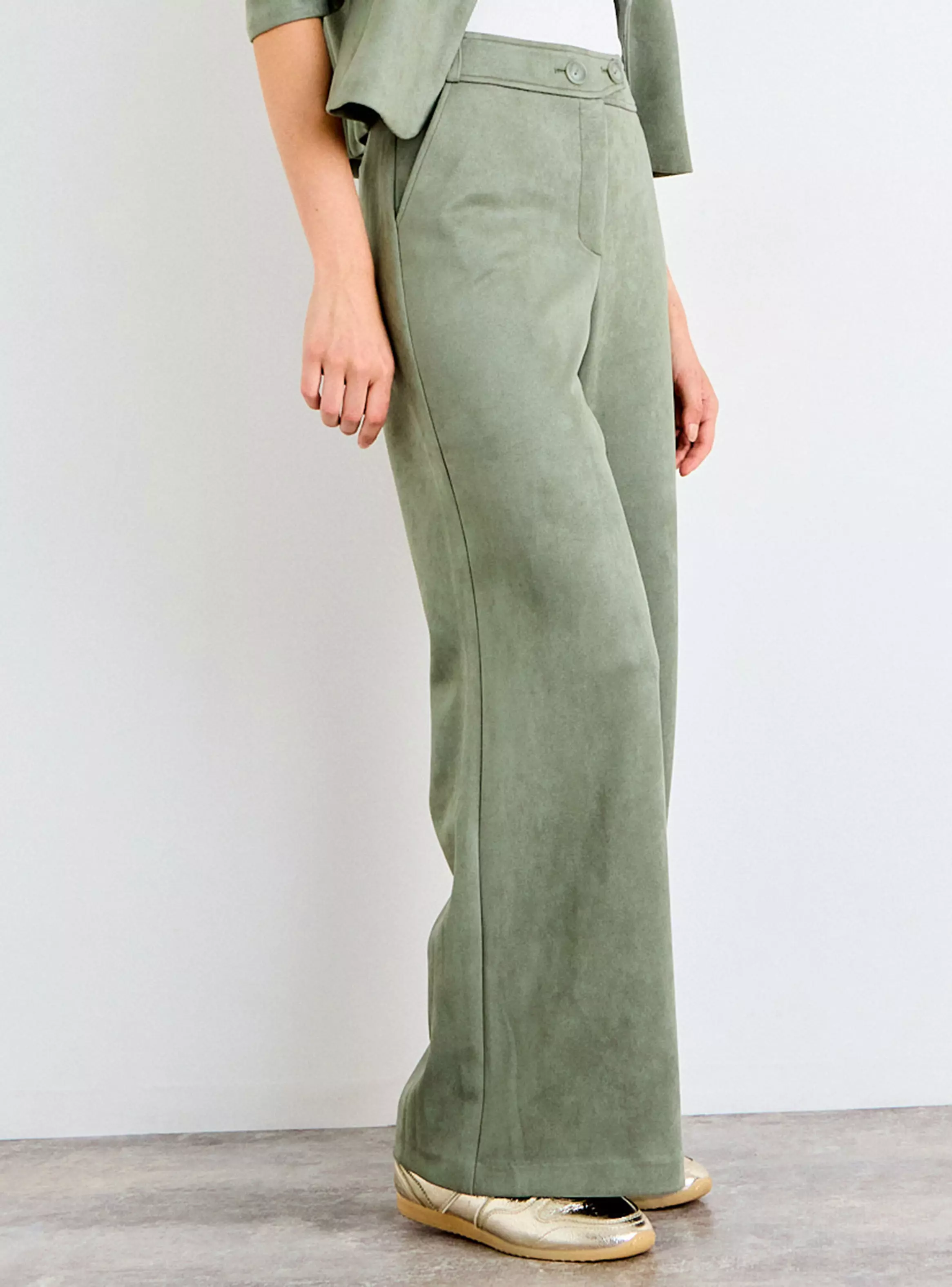 Pantalón Liso Wide Leg con Cierre-2