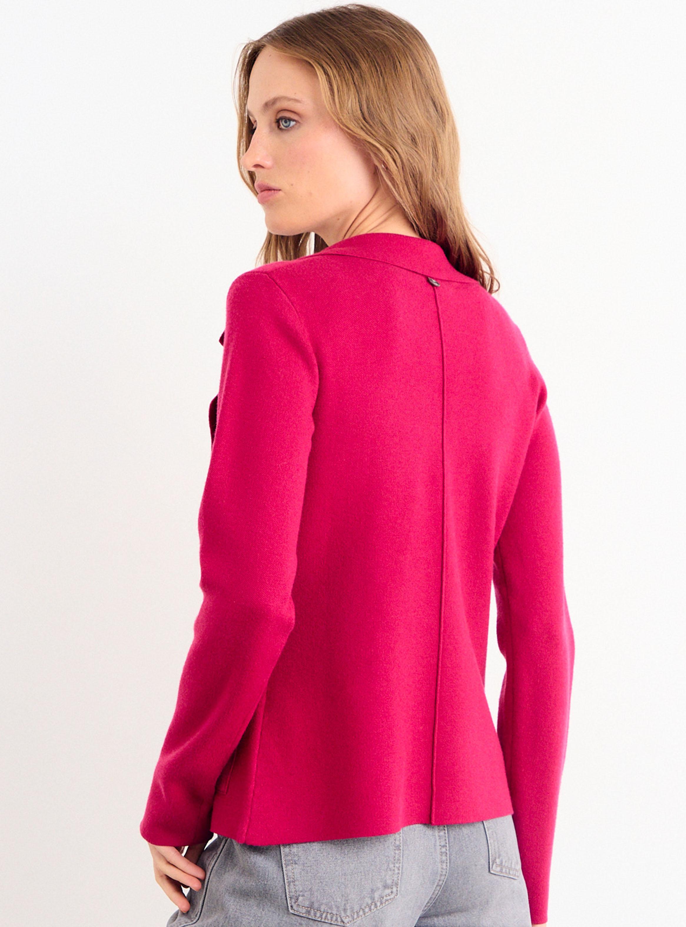 Blazer Tejido Cuello V Botón-1