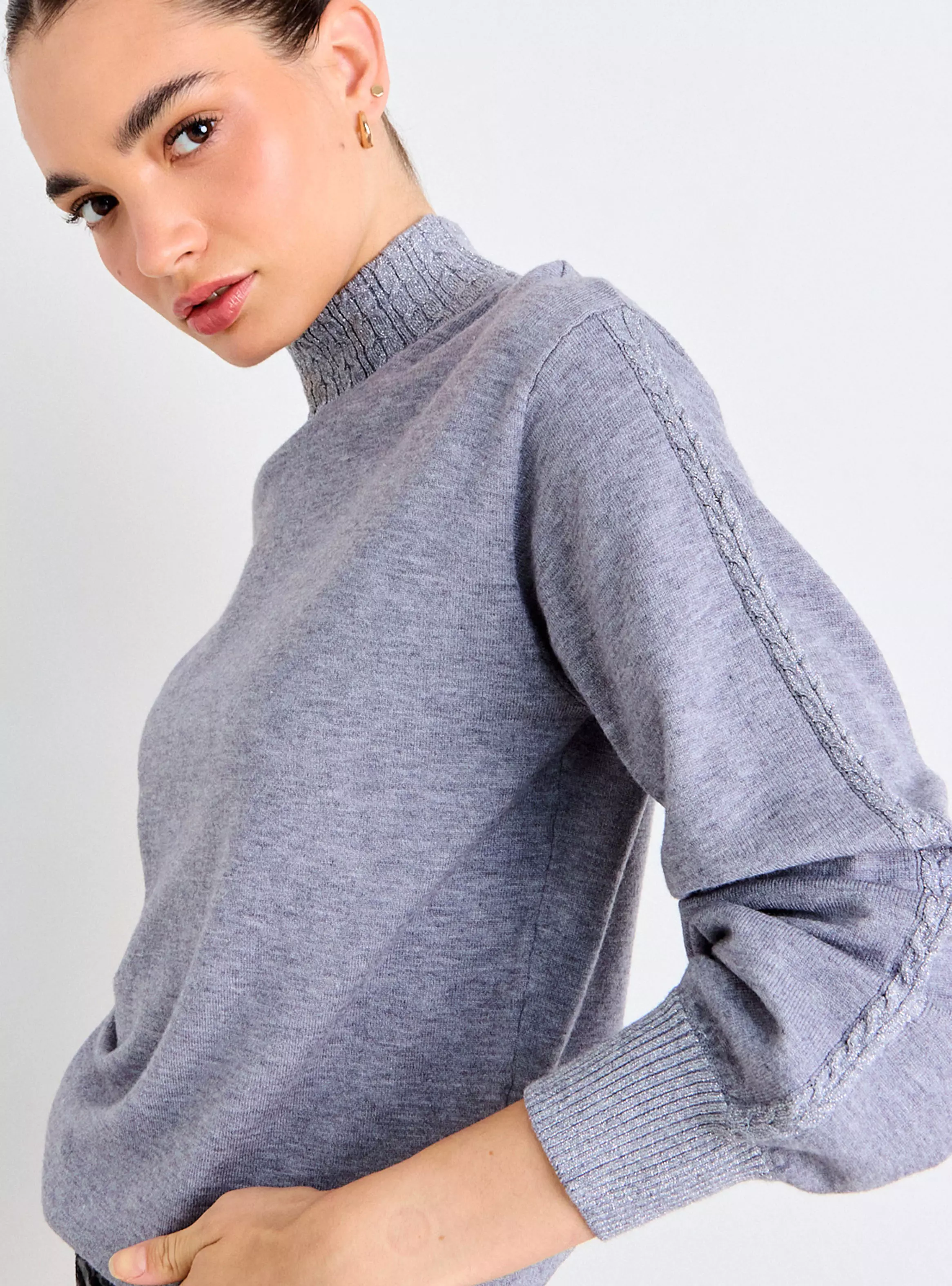 Sweater Delgado Manga Princesa Cuello Alto-3