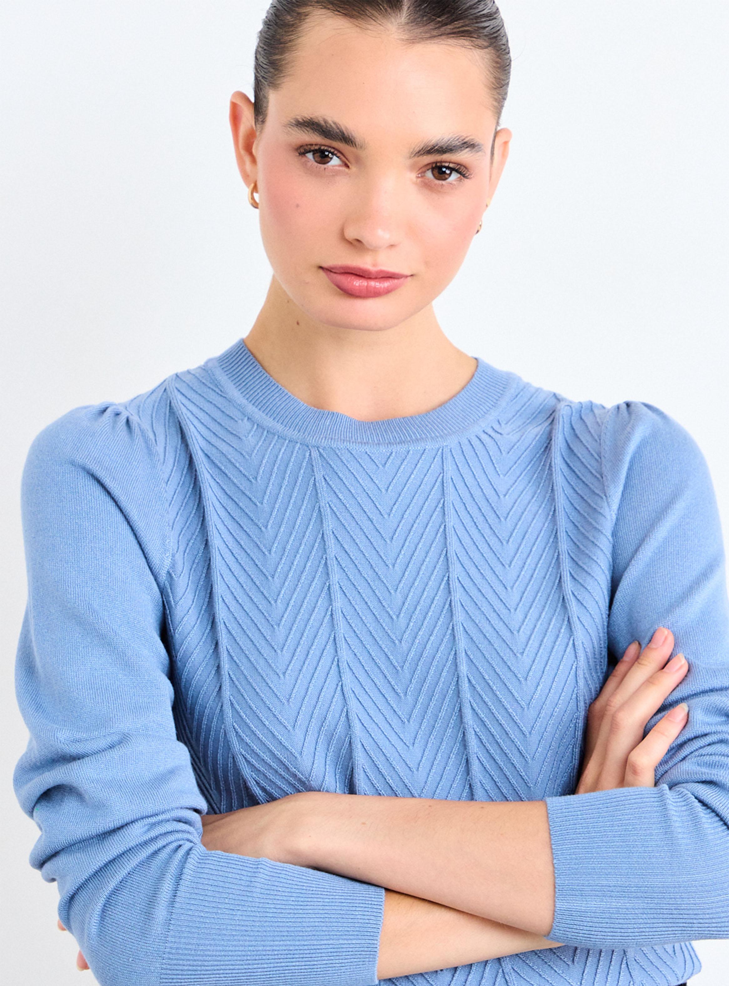 Sweater Liso Cuello Redondo Textura Geométrica-2