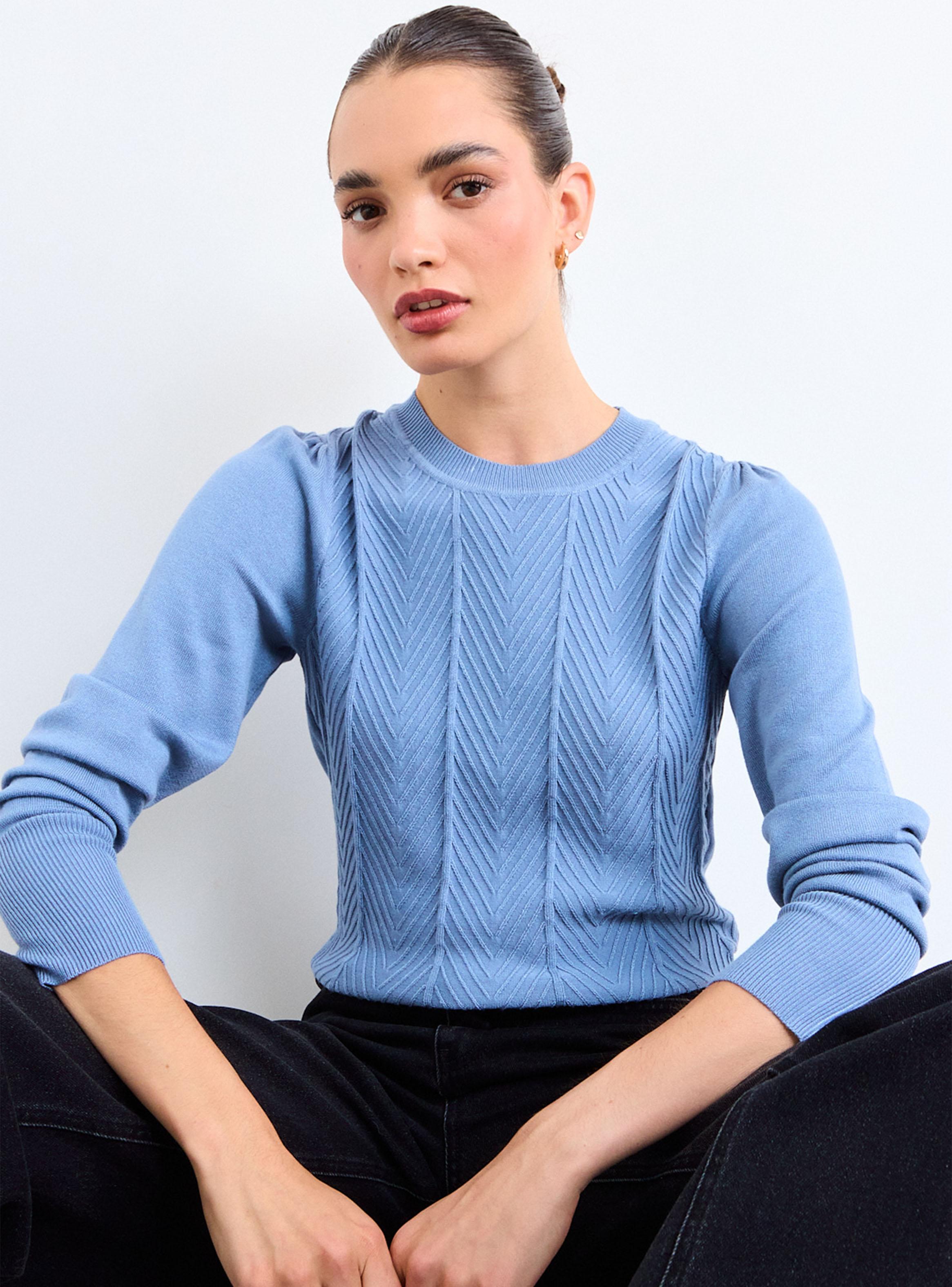 Sweater Liso Cuello Redondo Textura Geométrica-4