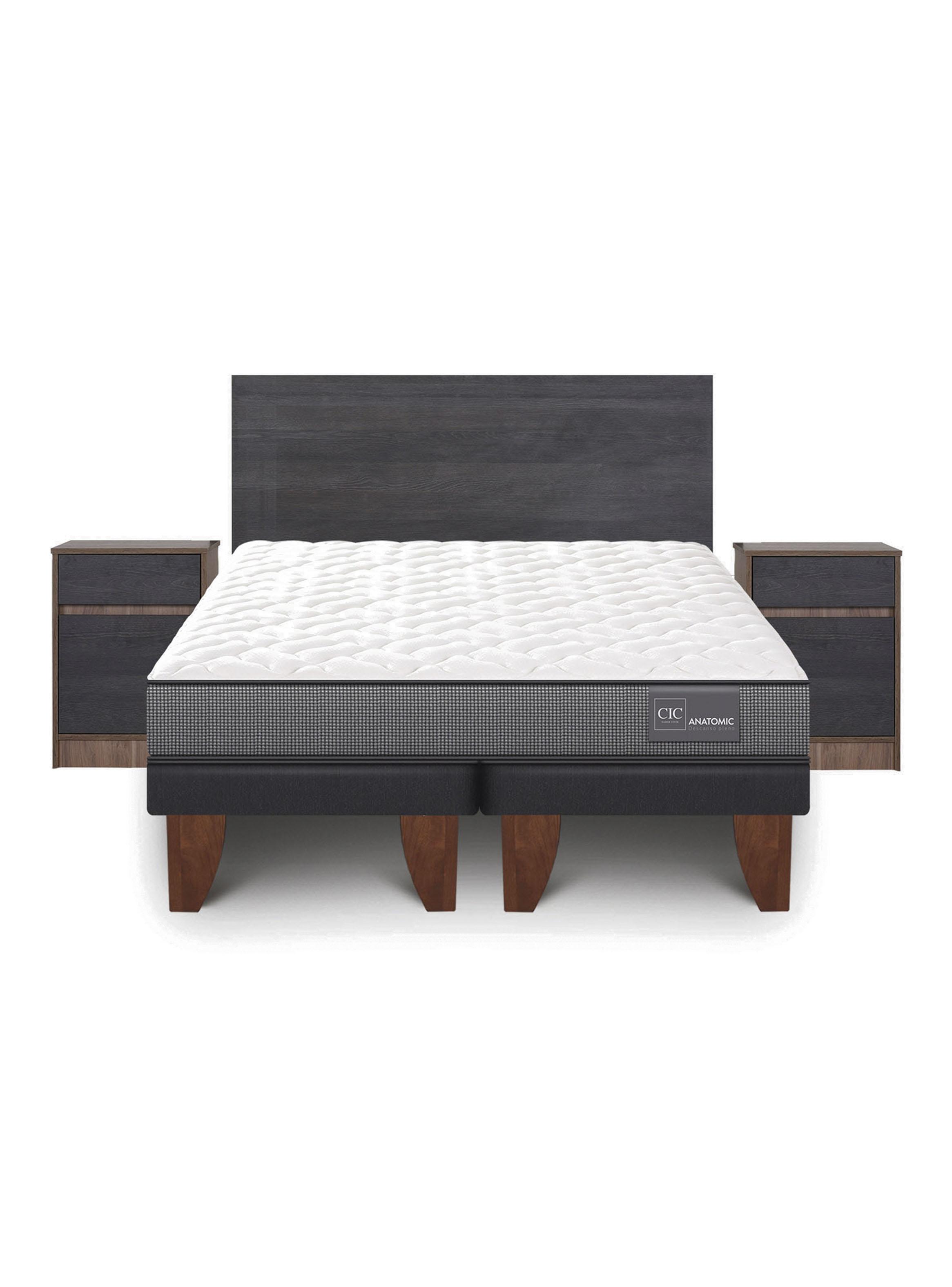 Cama Europea Anatomic 2 Plazas + Set Muebles Espresso-2