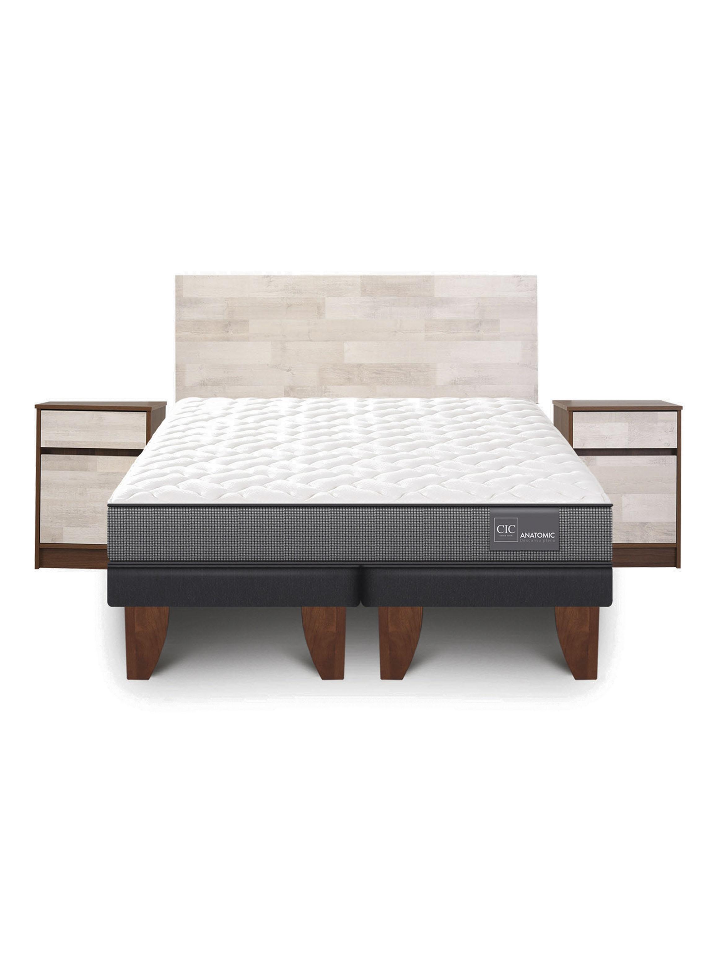 Cama Europea Anatomic 2 Plazas Base Dividida + Set Muebles Legno-2
