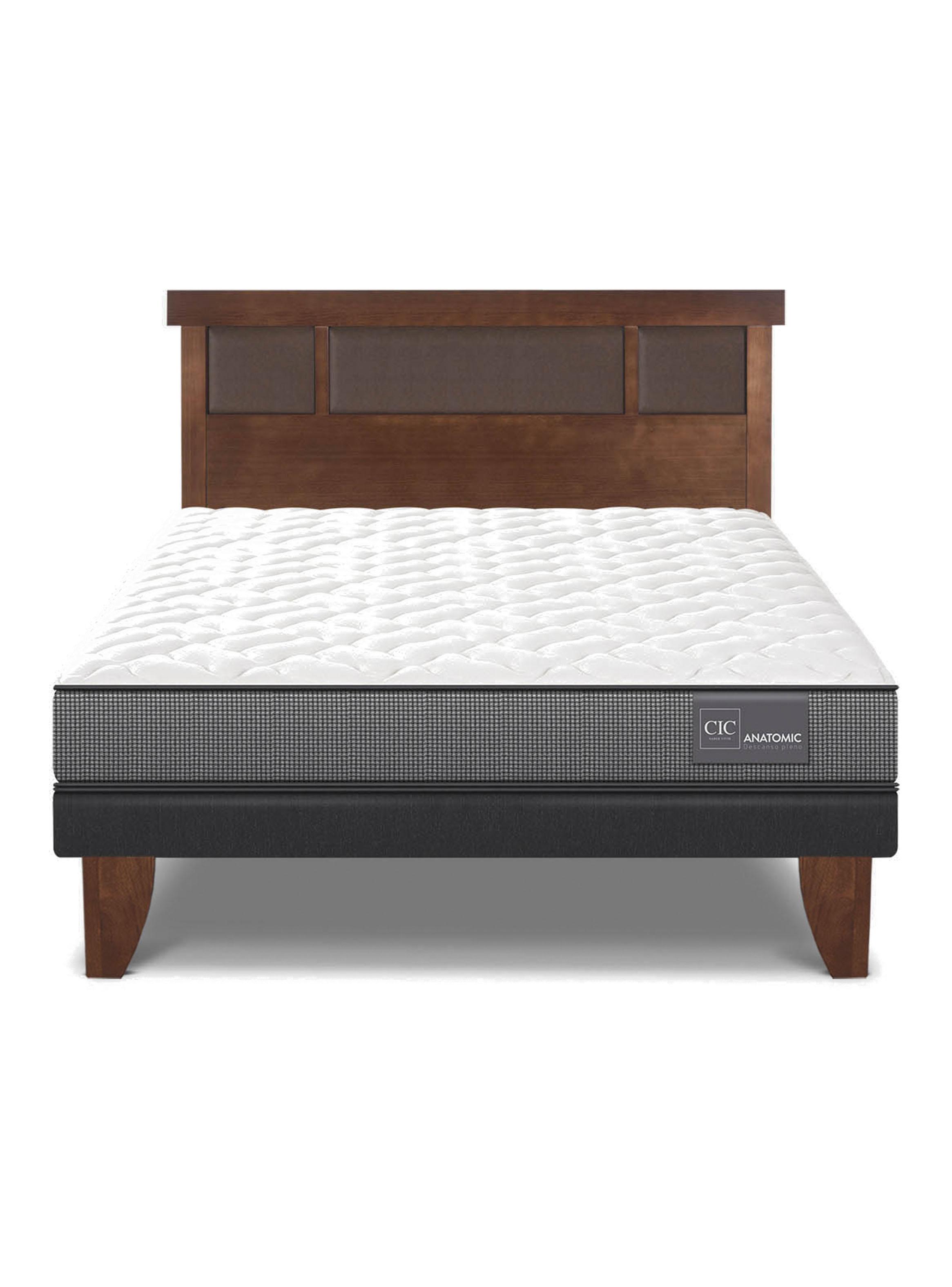Cama Europea Anatomic 2 Plazas + Respaldo Dublín Caramelo-2
