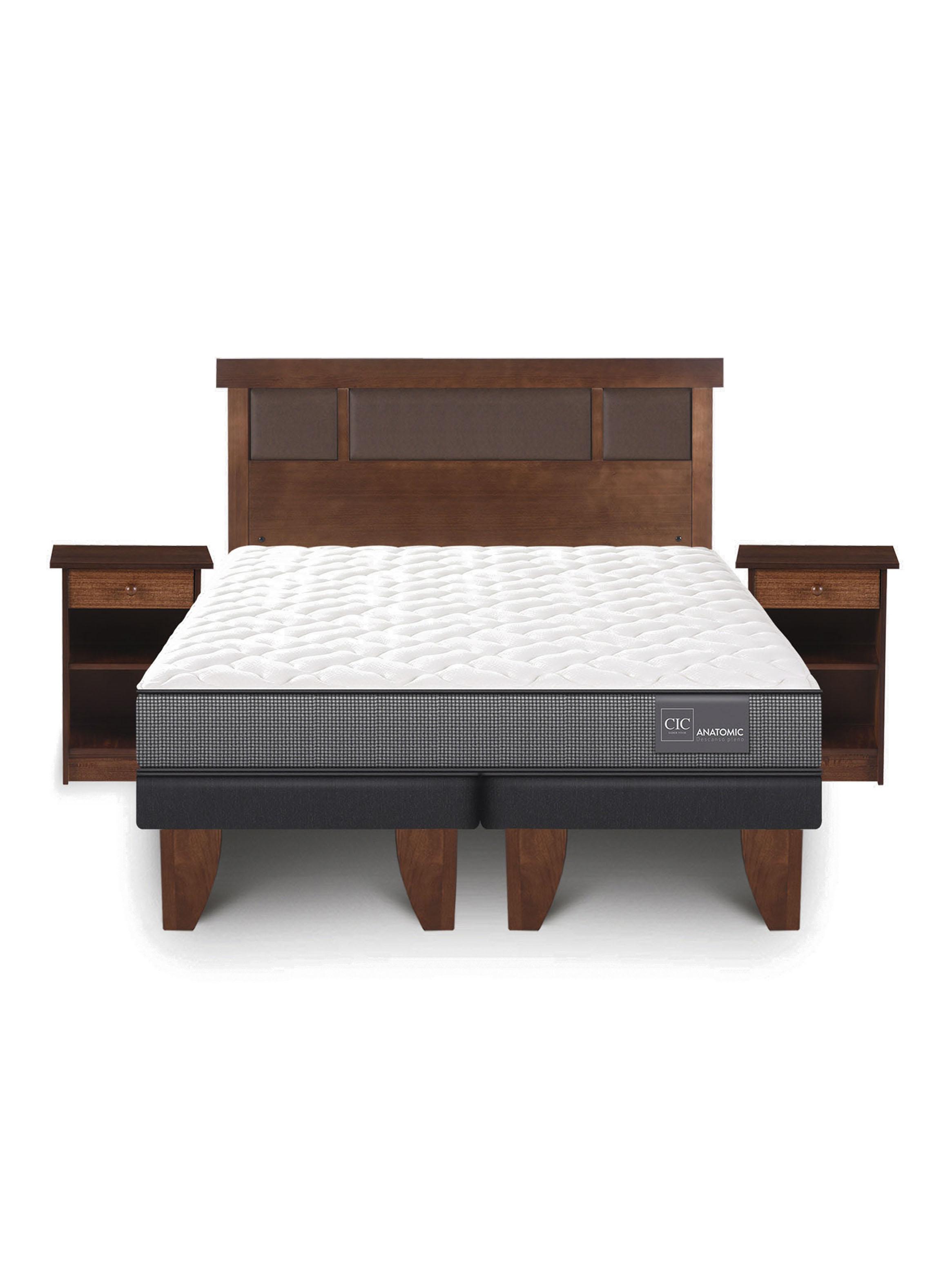 Cama Europea Anatomic 2 Plazas + Set Muebles Dublín Caramelo-2