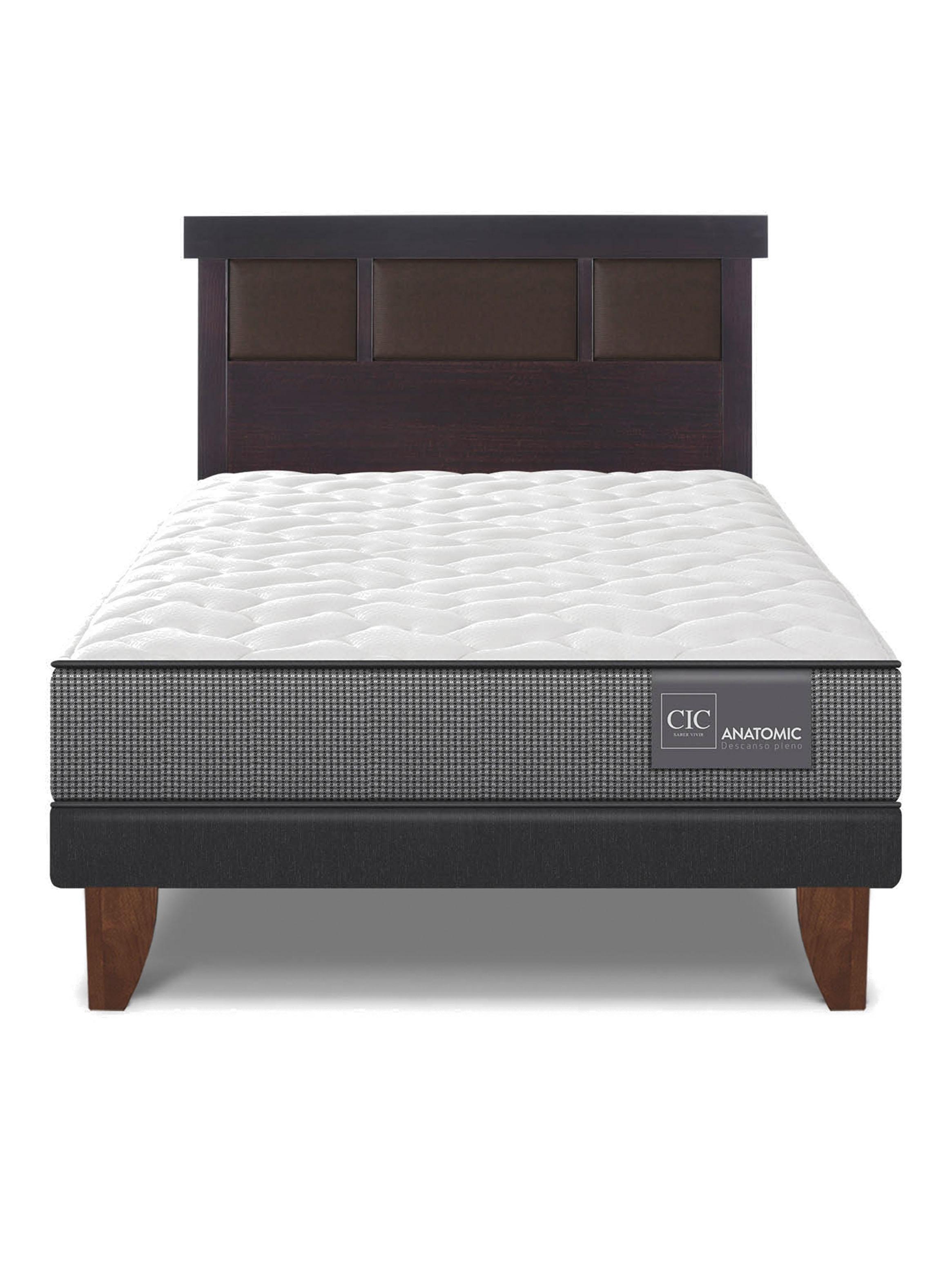 Cama Europea Anatomic 1.5 Plazas + Respaldo Dublin Chocolate-2