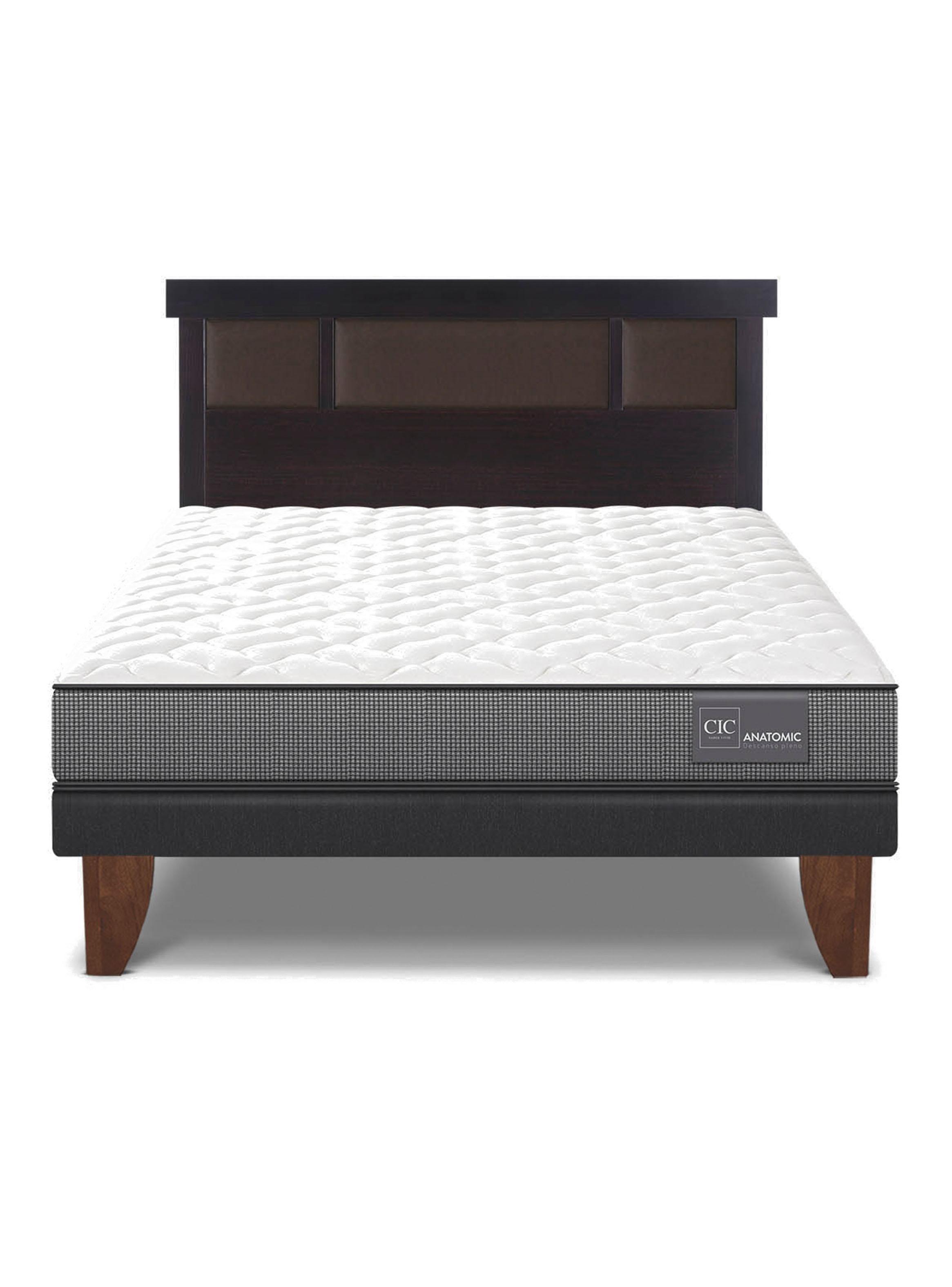 Cama Europea Anatomic 2 Plazas + Respaldo Dublín Chocolate-2