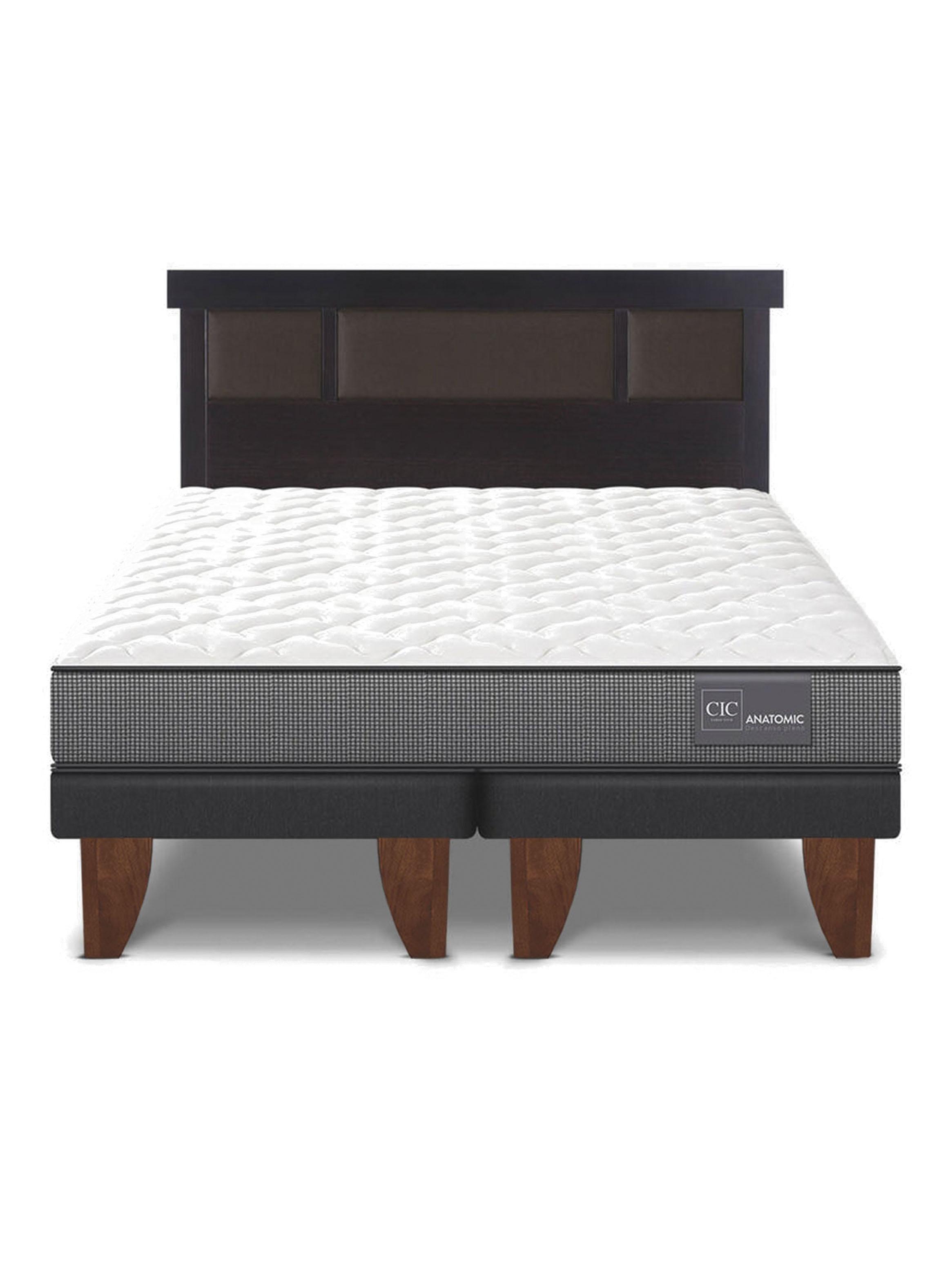 Cama Europea Anatomic 2 Plazas Base Dividida + Respaldo Dublín Chocolate-2
