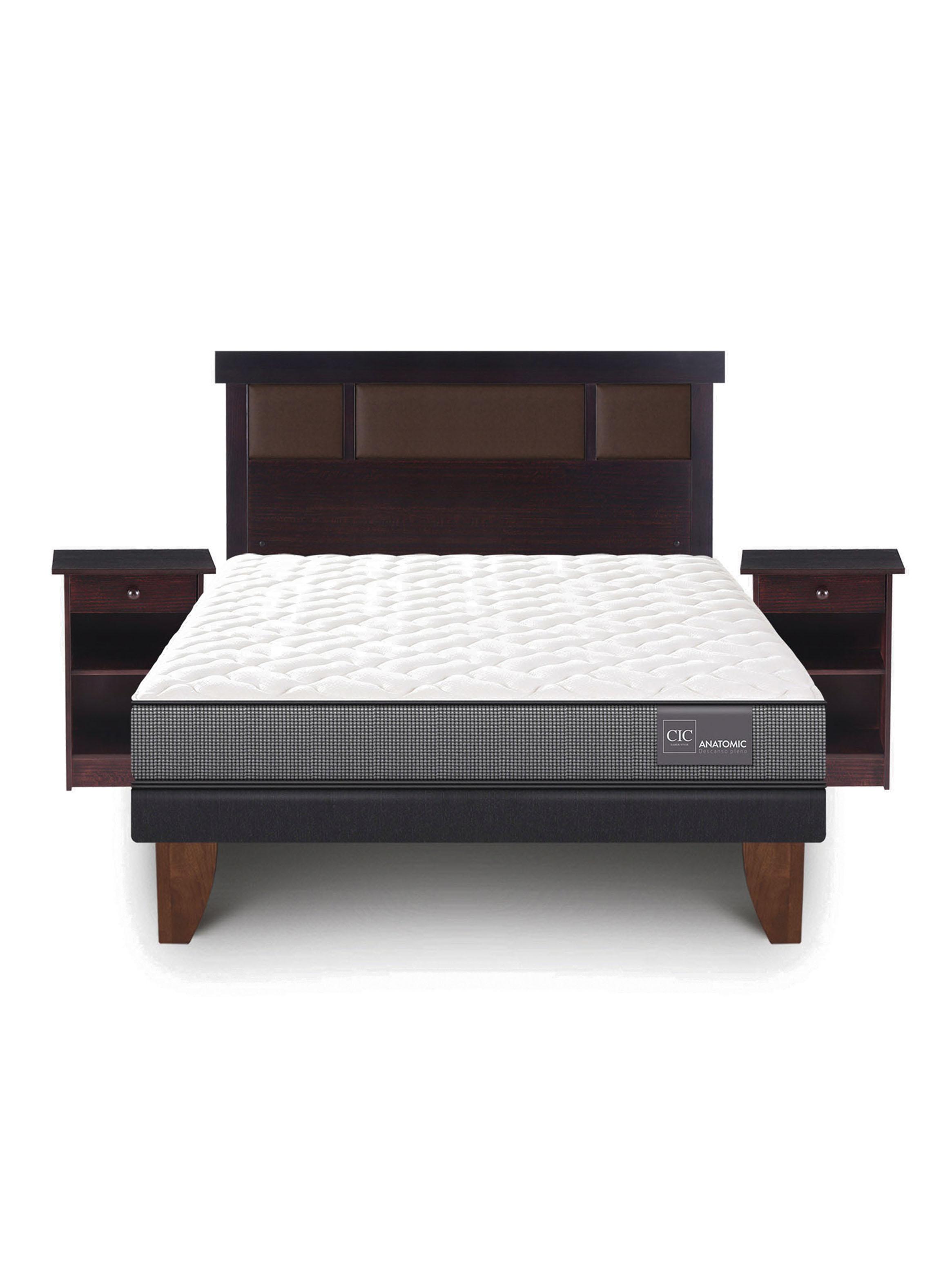 Cama Europea Anatomic 1.5 Plazas + Set Muebles Dublín Chocolate-2