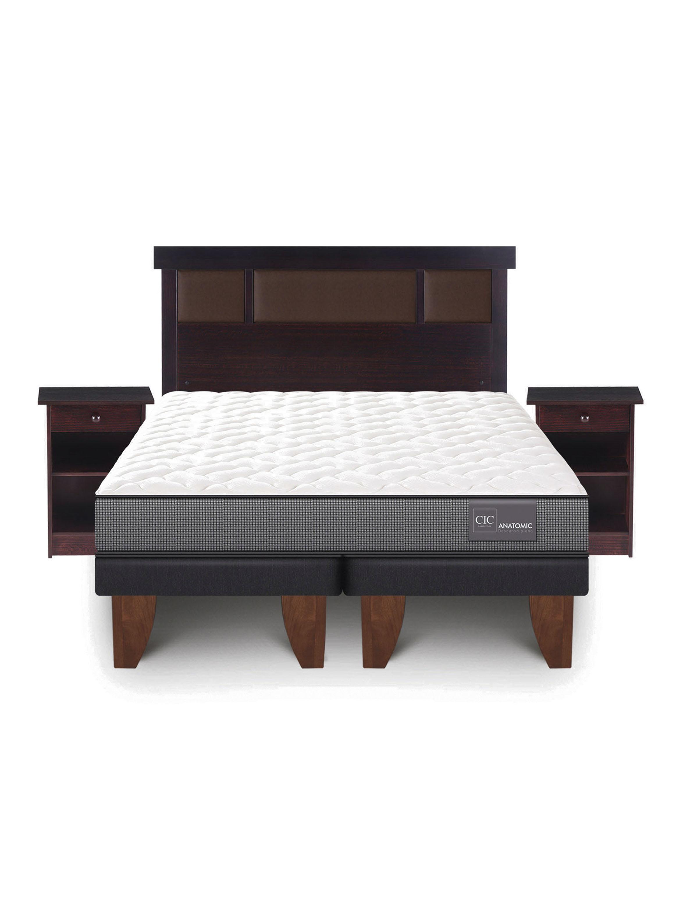Cama Europea Anatomic 2 Plazas + Set Muebles Dublín Chocolate-2