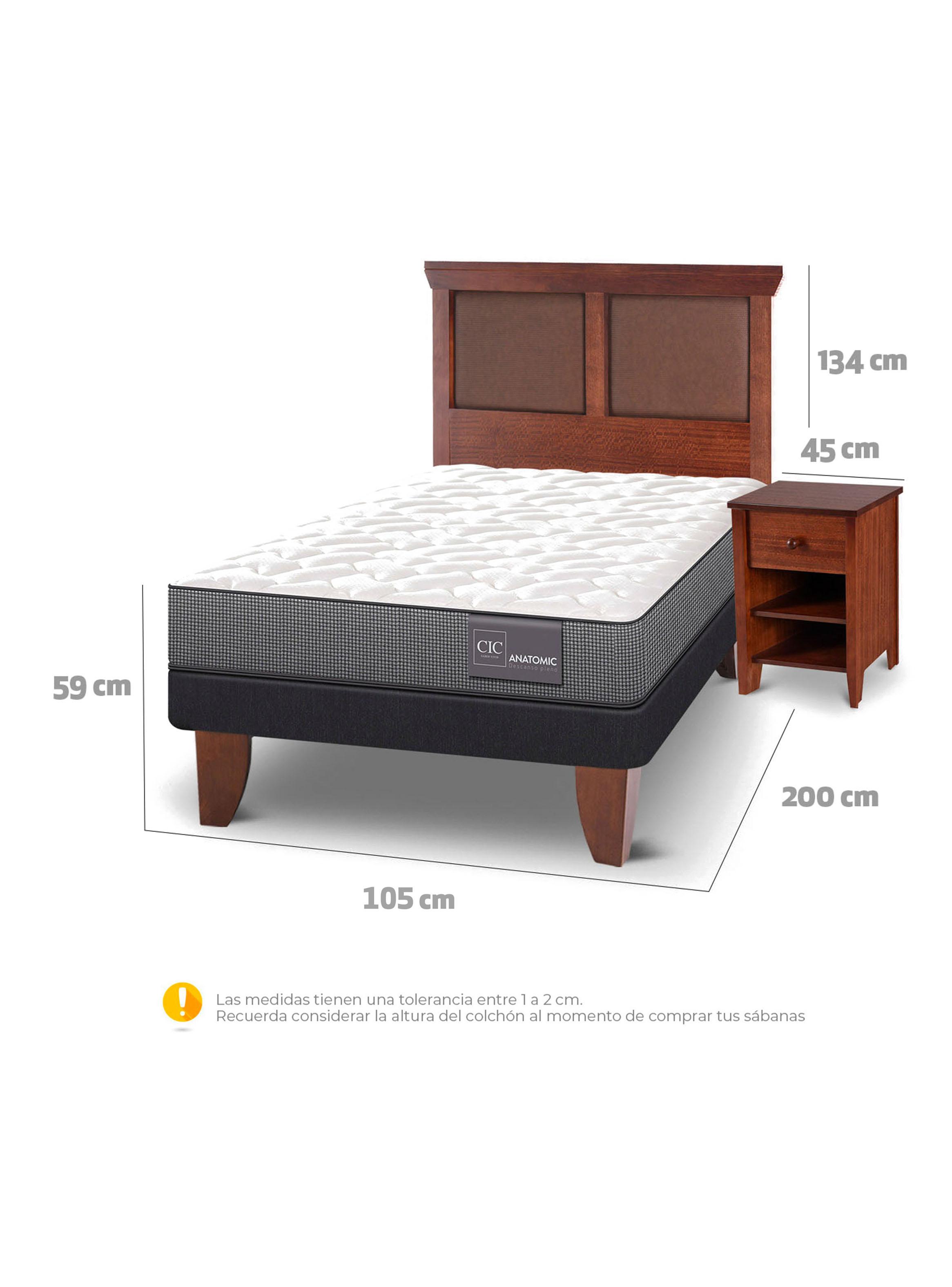 Cama Europea Anatomic 1.5 Plazas + Set Torino-1
