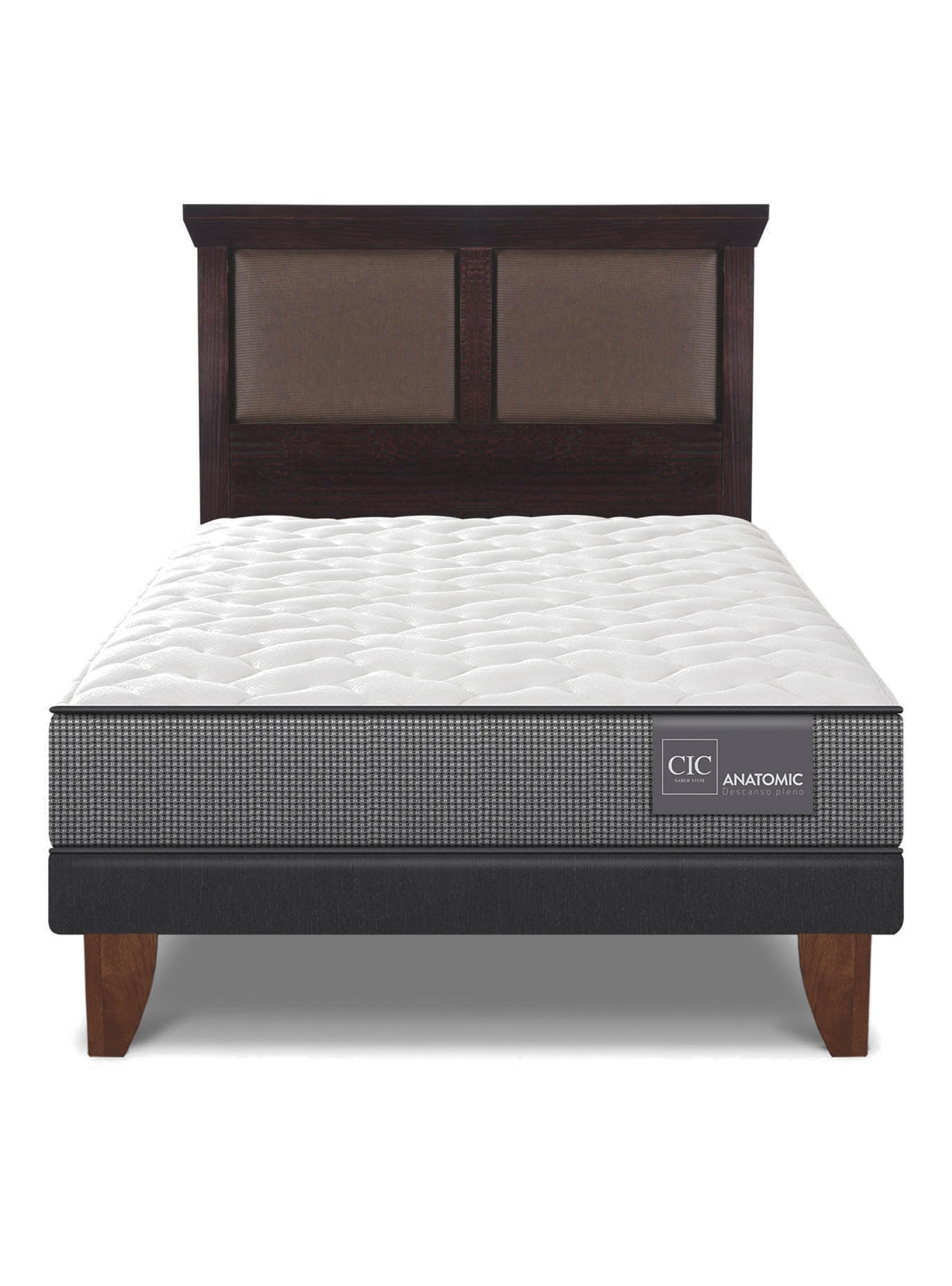 Cama Europea Anatomic 1.5 Plazas + Respaldo Torino Chocolate-2