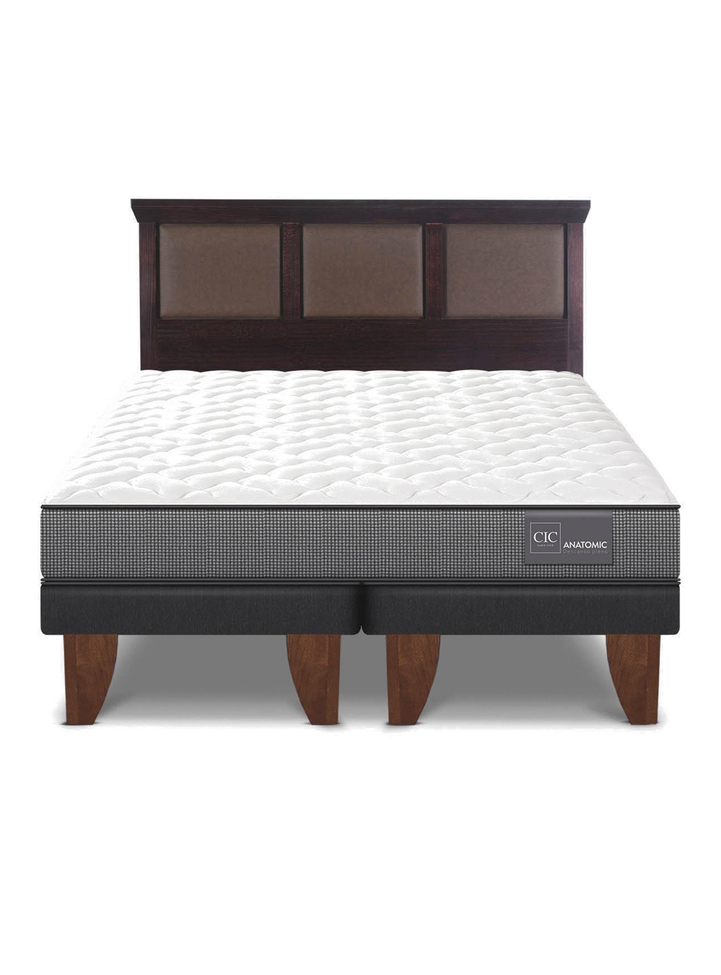 Cama Europea Anatomic Base Dividida 2 Plazas + Respaldo Torino Chocolate-2