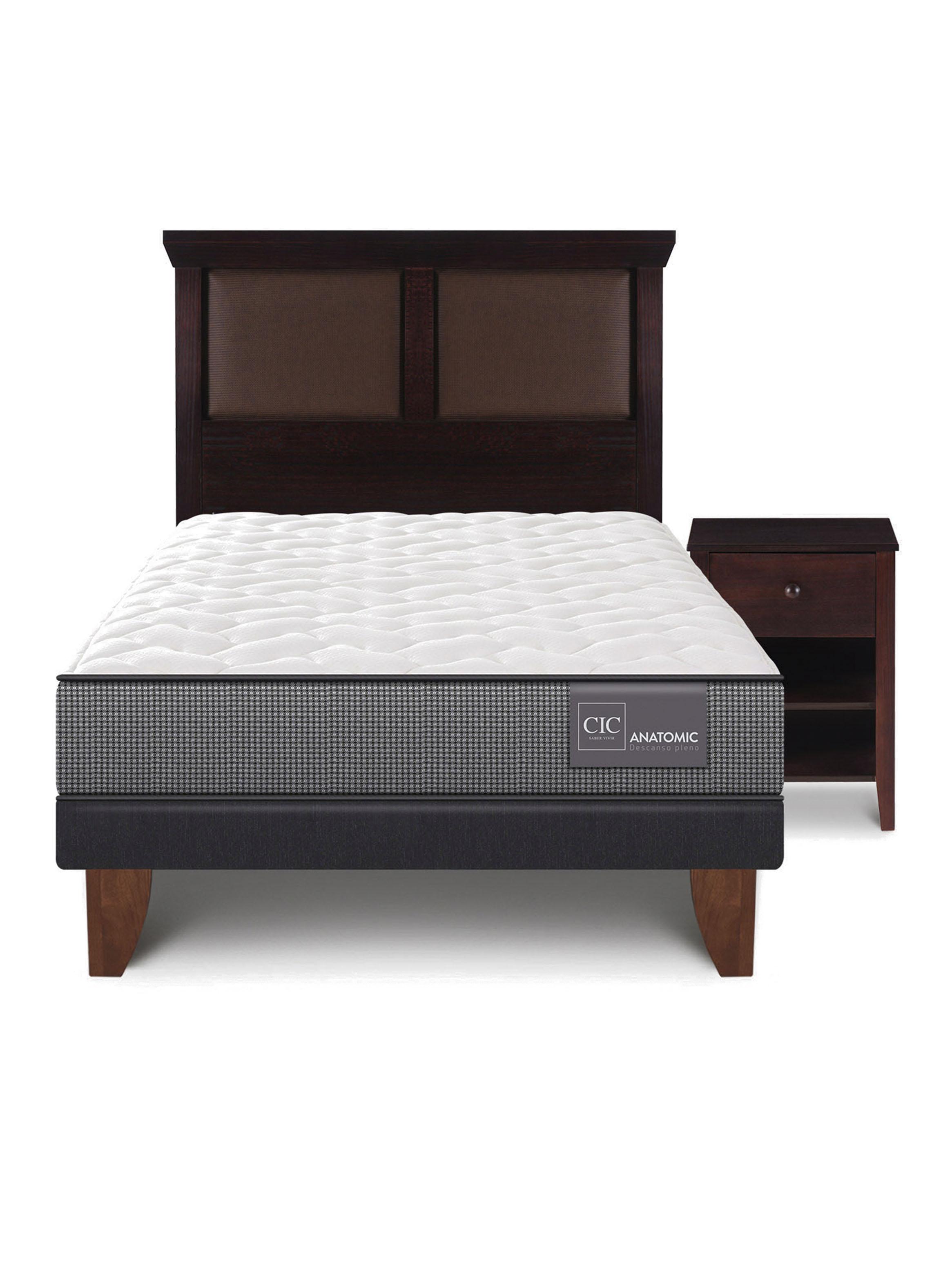 Cama Europea Anatomic 1.5 Plazas + Set Torino Chocolate-2