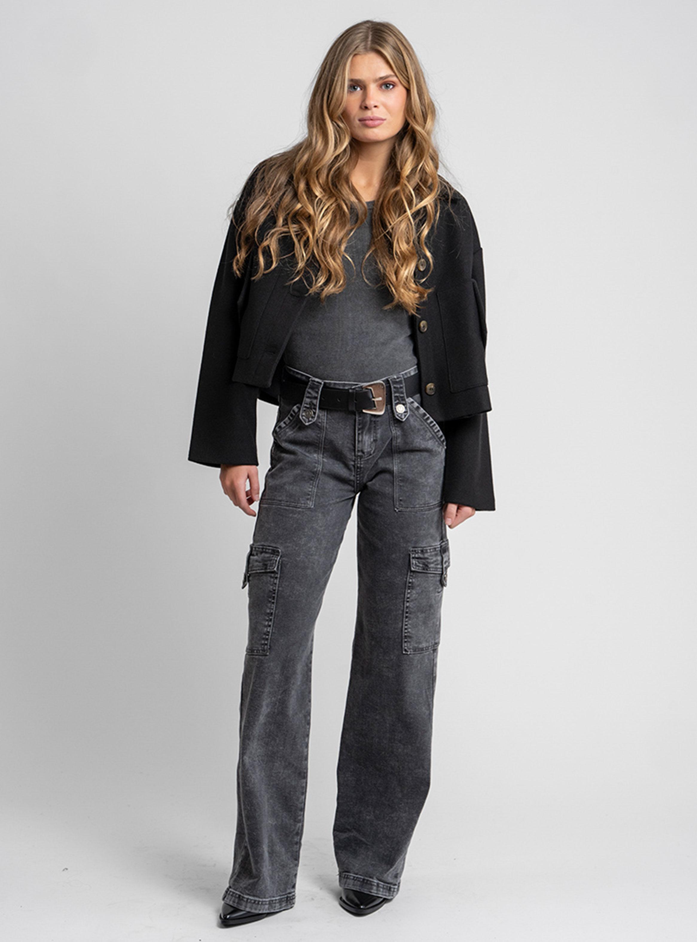 Jeans Cargo Tiro Alto Juana Gris G-3