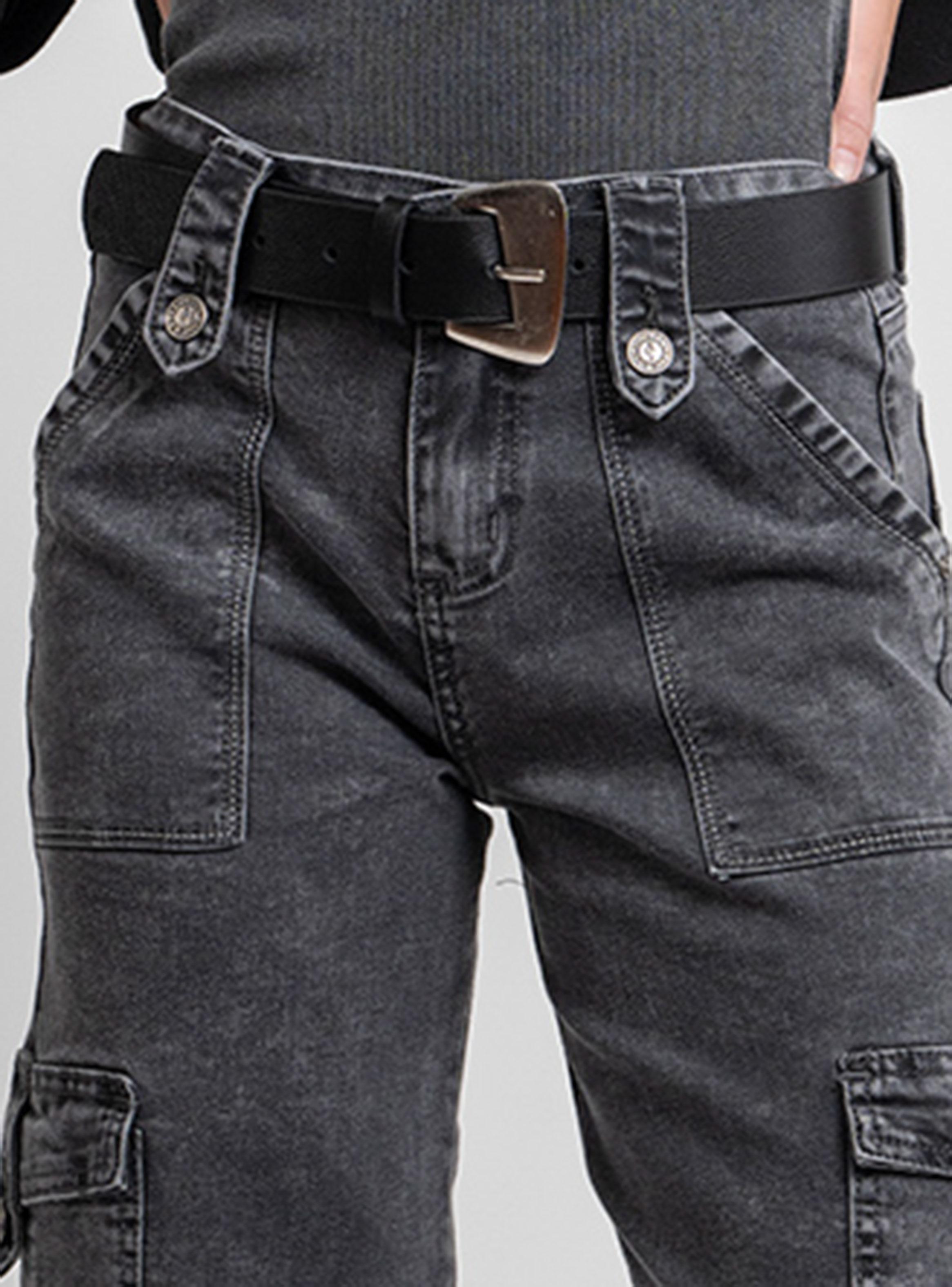 Jeans Cargo Tiro Alto Juana Gris G-2