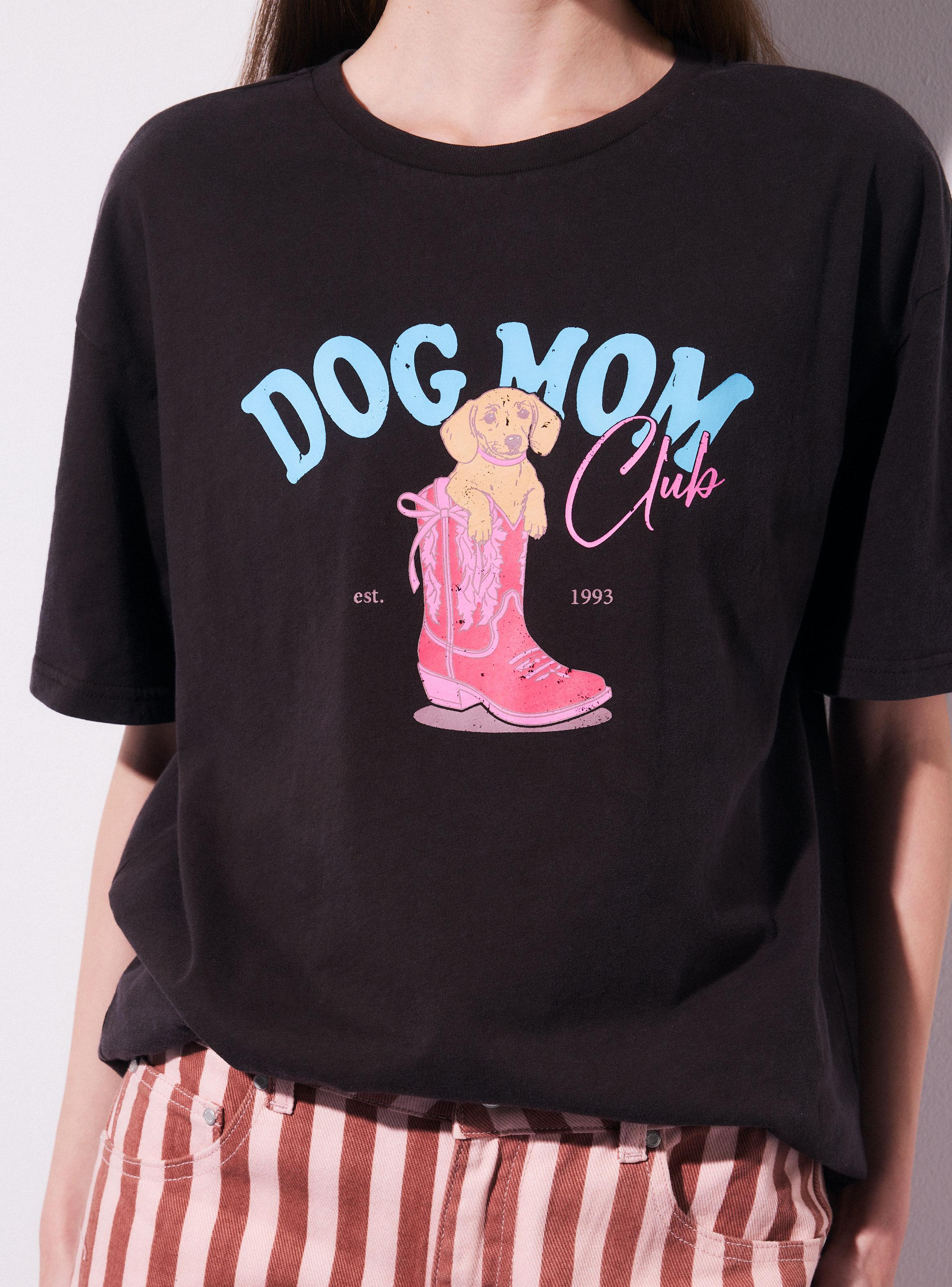 Polera Dog Mom Club Oversize con Cuello Redondo-4