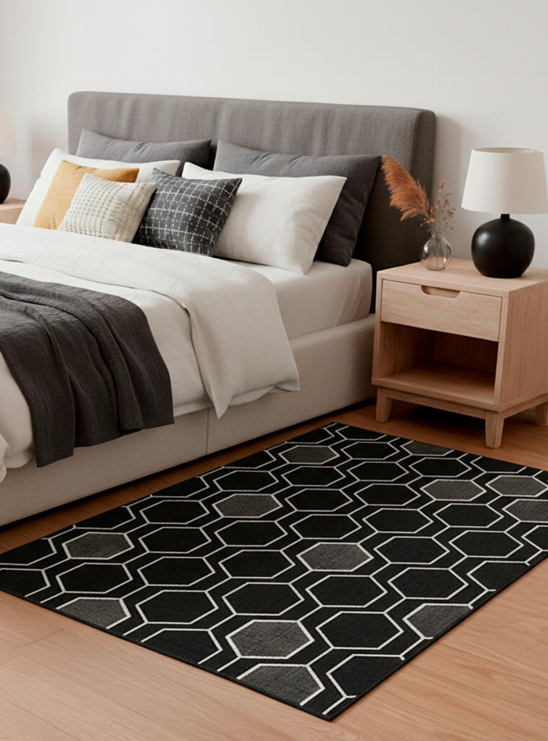 Bajada de Cama Fenix 80x150 cm Blanco y negro-2