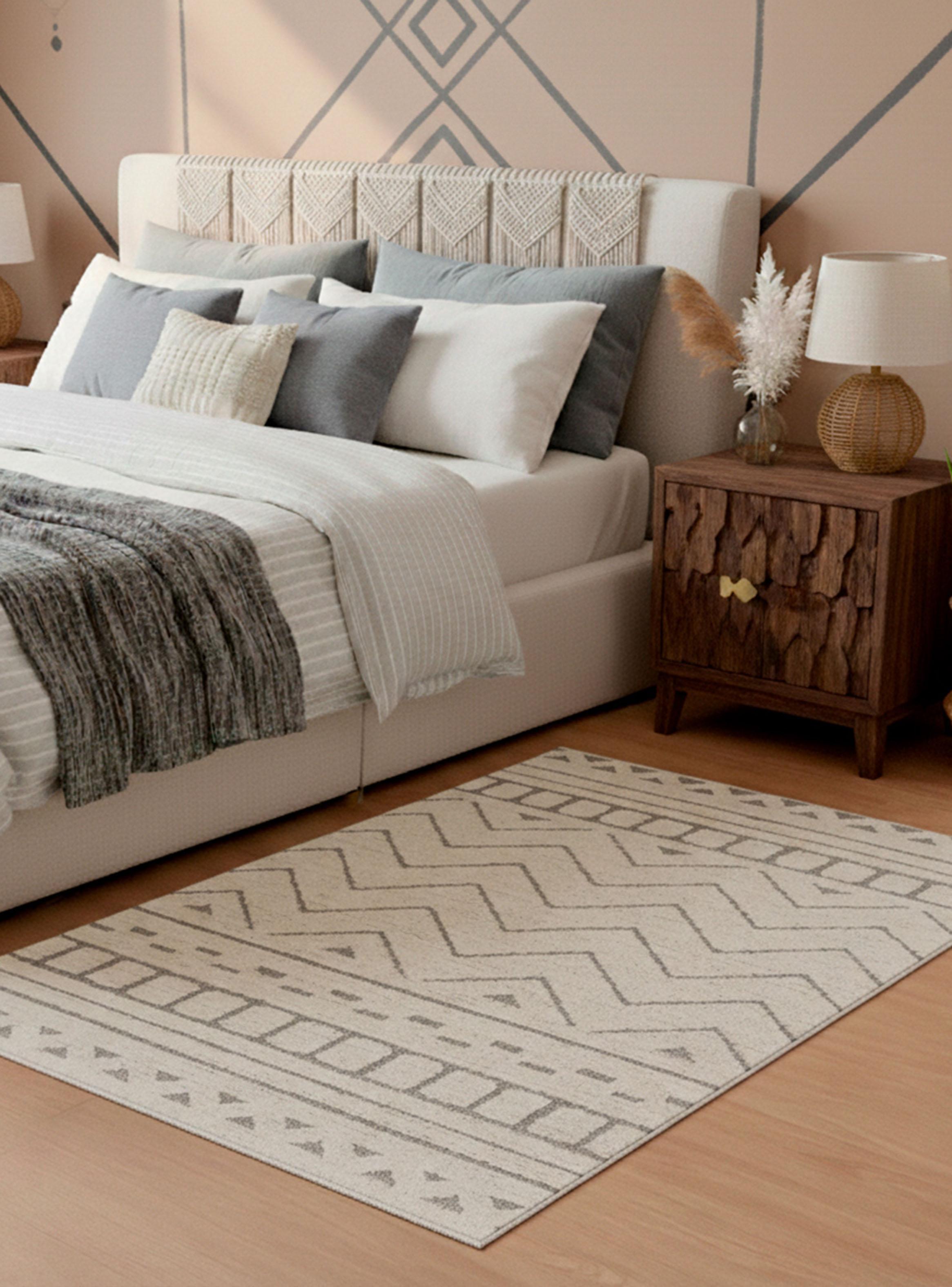 Bajada de cama Navarra 60x115 cm Crema y gris-2