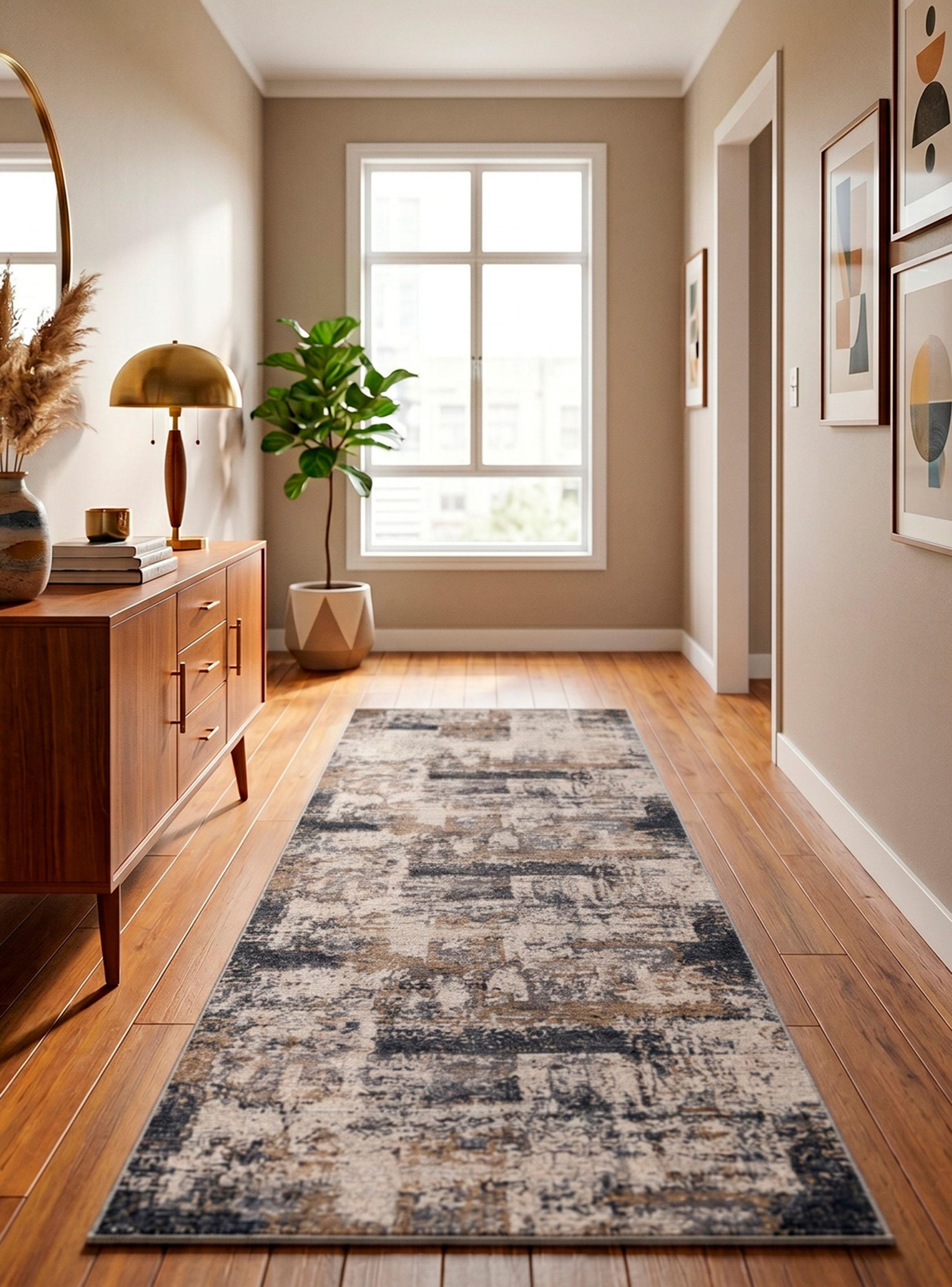 Alfombra Pasillo Magnificent 80x240 cm Cream / D.Blue-2