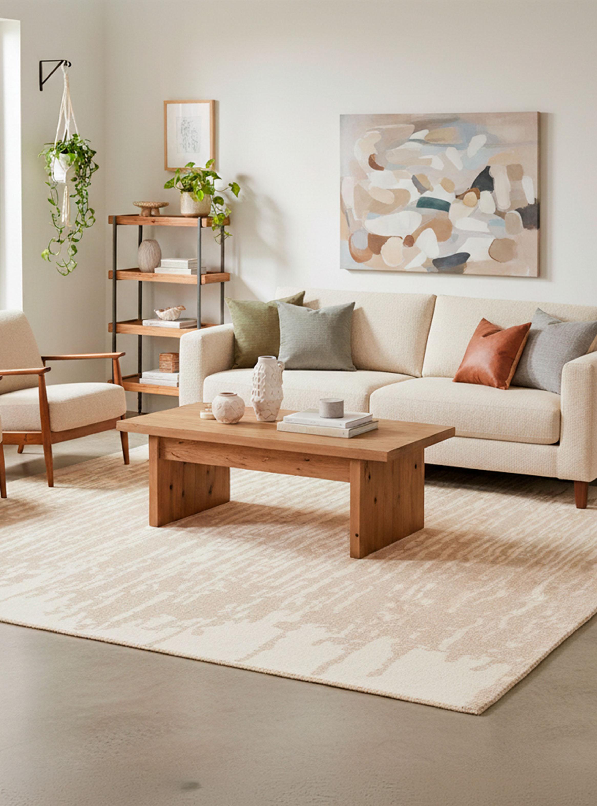 Alfombra Handtufted Wool Abstract 190x280 cm Beige-2