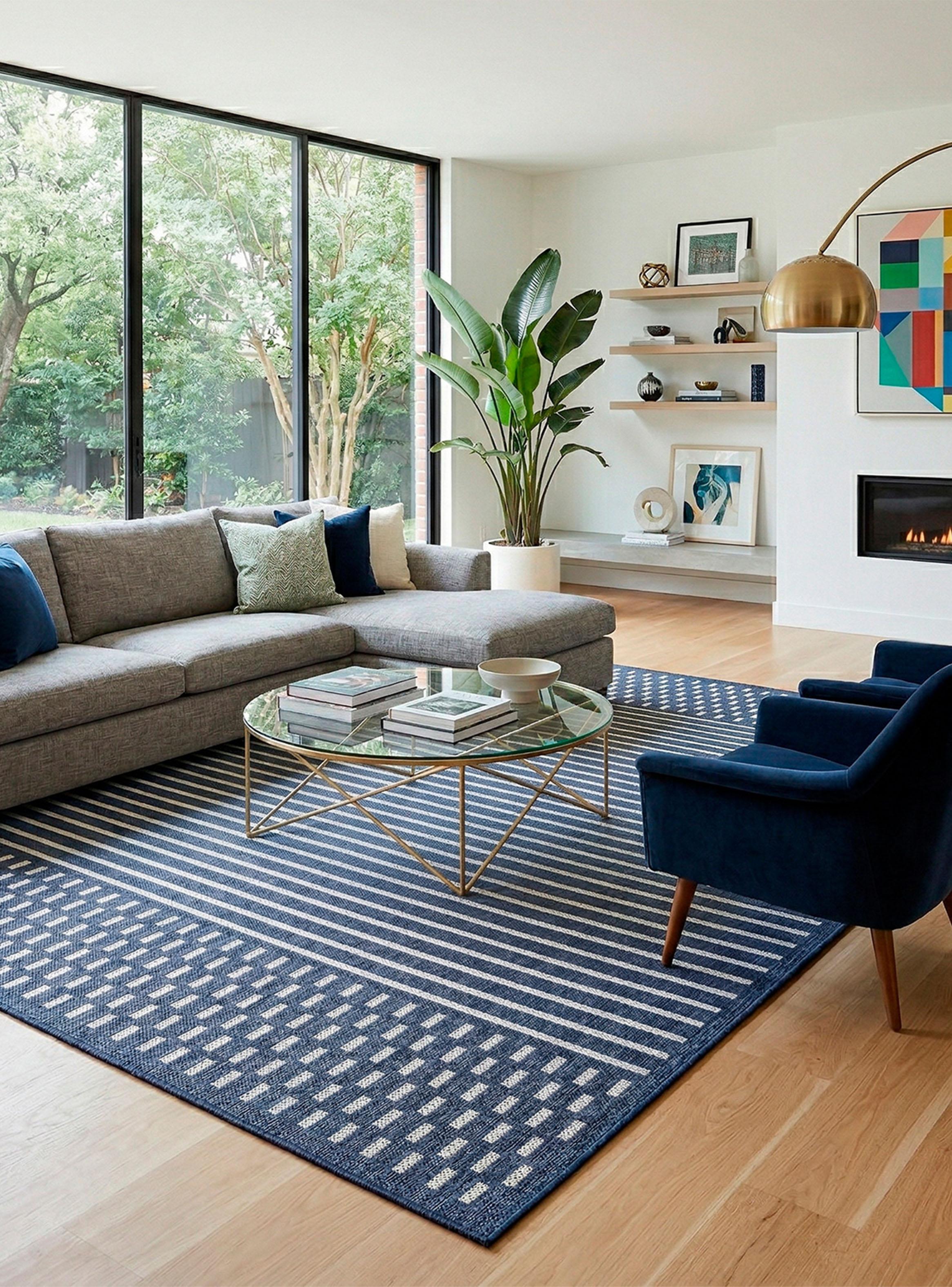 Alfombra Palermo Navy Moderno 133x190 cm-2