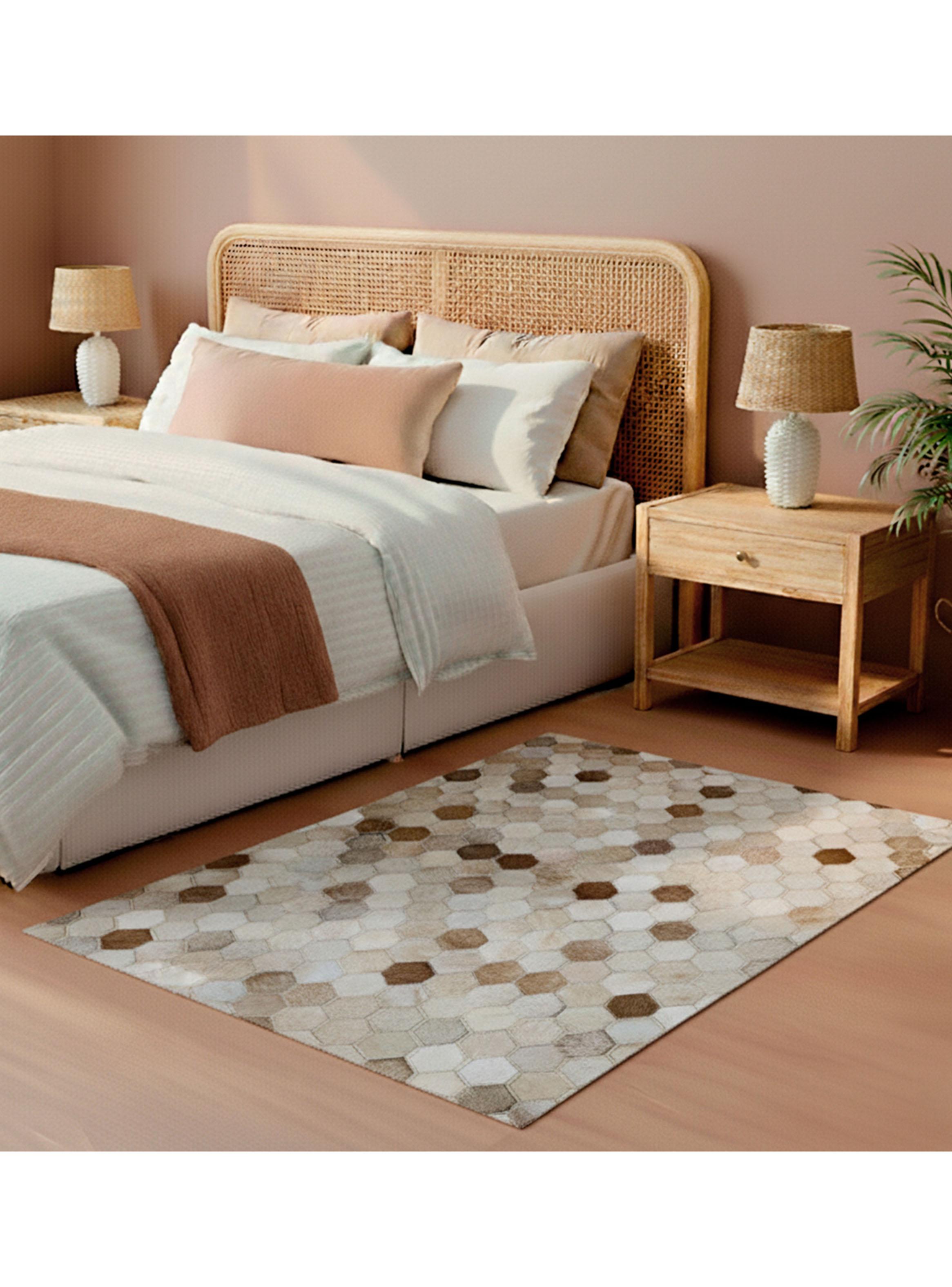 Bajada de cama Cuero Patch Design  060x120 cm Beige-2